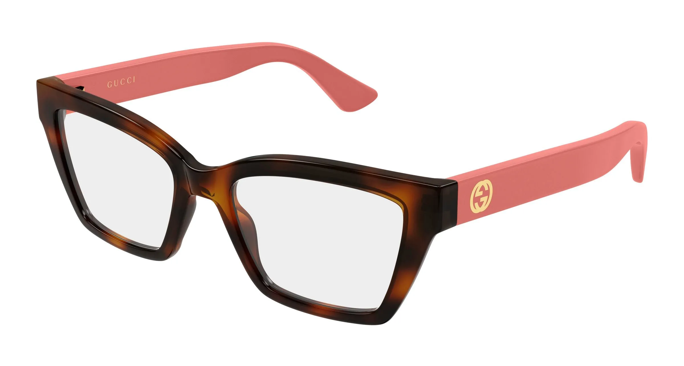 Gucci GG1715O 020 Montature da vista Iniettato Havana Trasparente Cat Eye - immagine 1