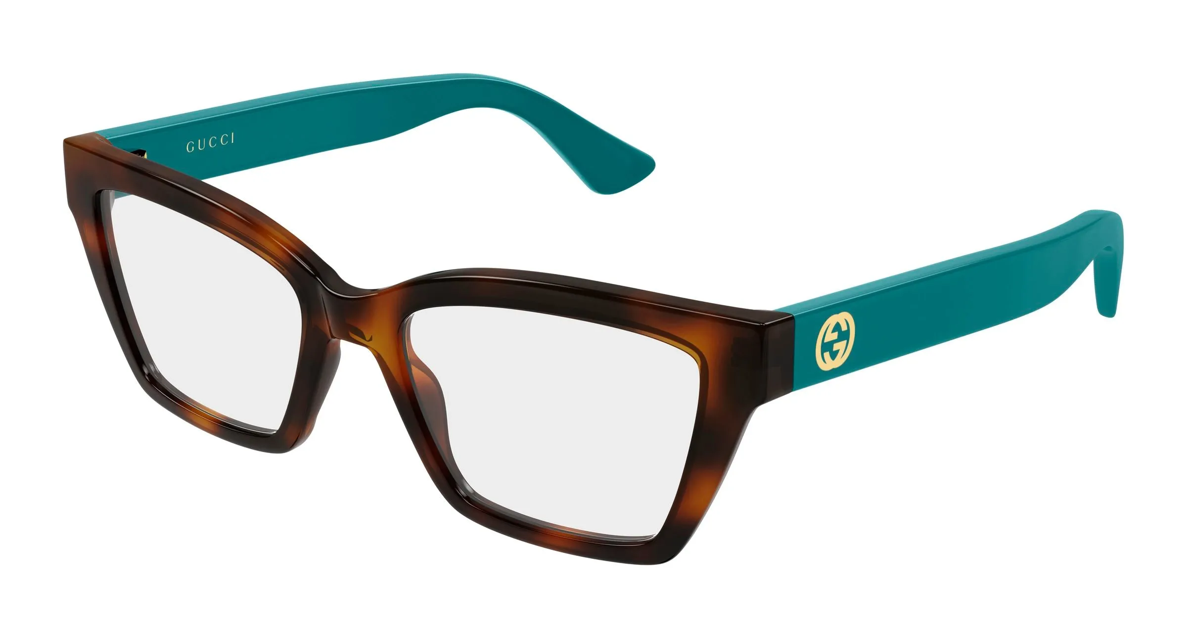 Gucci GG1715O 019 Montature da vista Iniettato Havana Trasparente Cat Eye - immagine 1