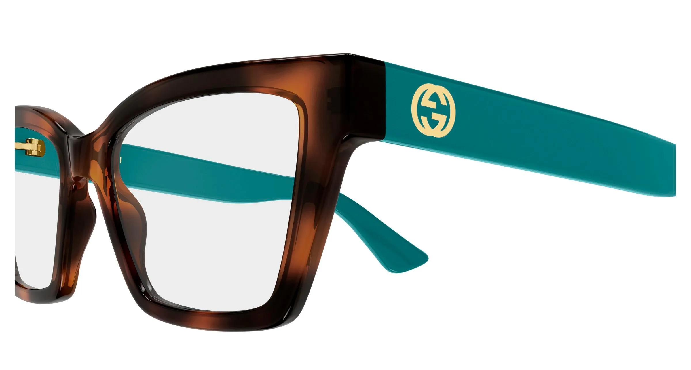 Gucci GG1715O 019 Montature da vista Iniettato Havana Trasparente Cat Eye - immagine 3