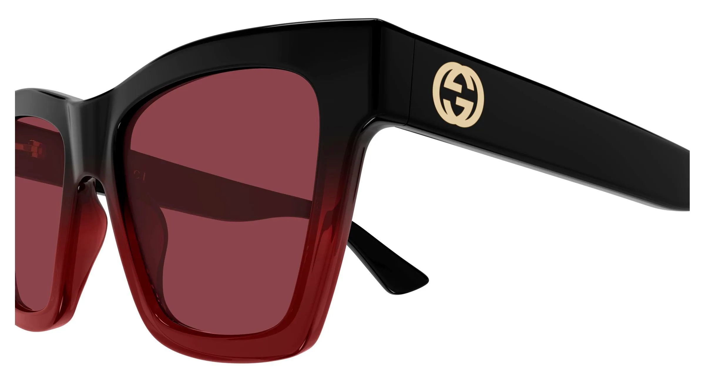 Gucci GG1714S 009 Occhiali da sole Iniettato Nero Rosso Cat Eye - immagine 3