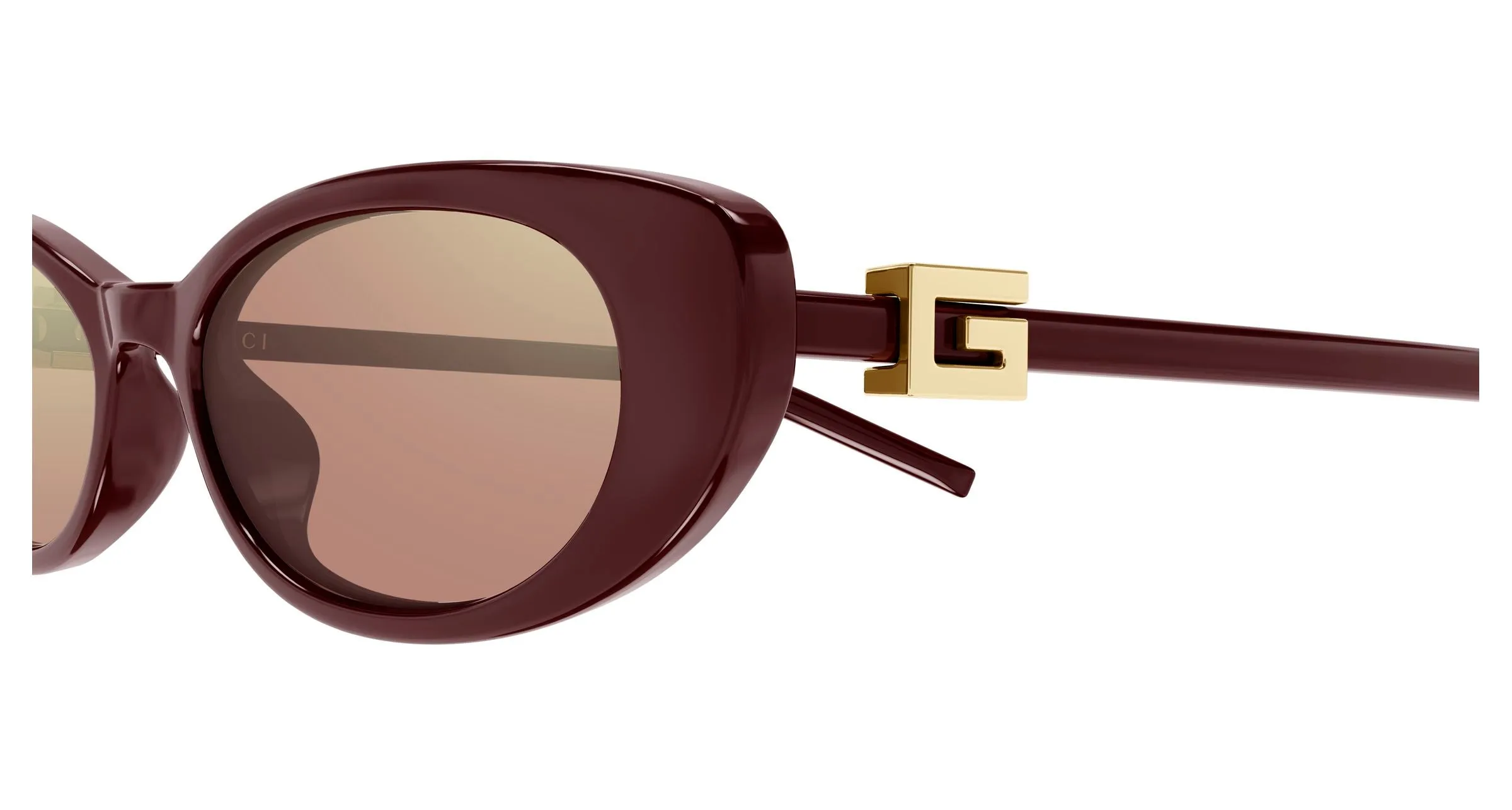 Gucci GG1680S 009 Occhiali da sole Iniettato Marrone Rosa Cat Eye Specchiato - immagine 3