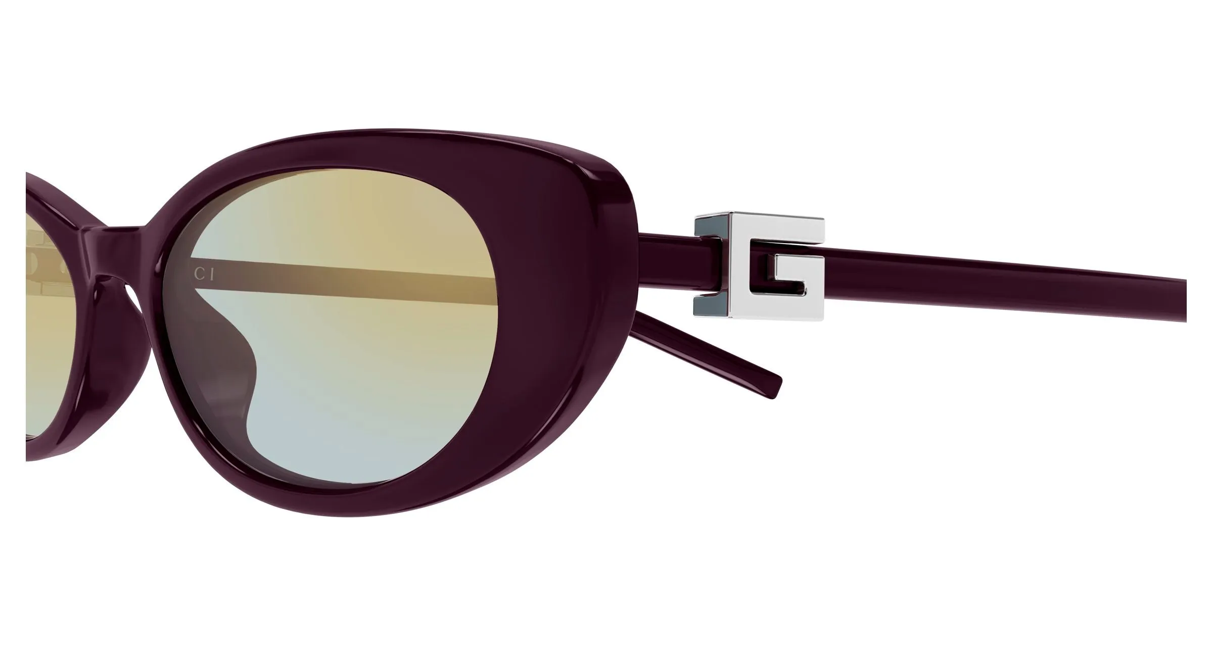 Gucci GG1680S 008 Occhiali da sole Iniettato Viola Blu Cat Eye Specchiato - immagine 3