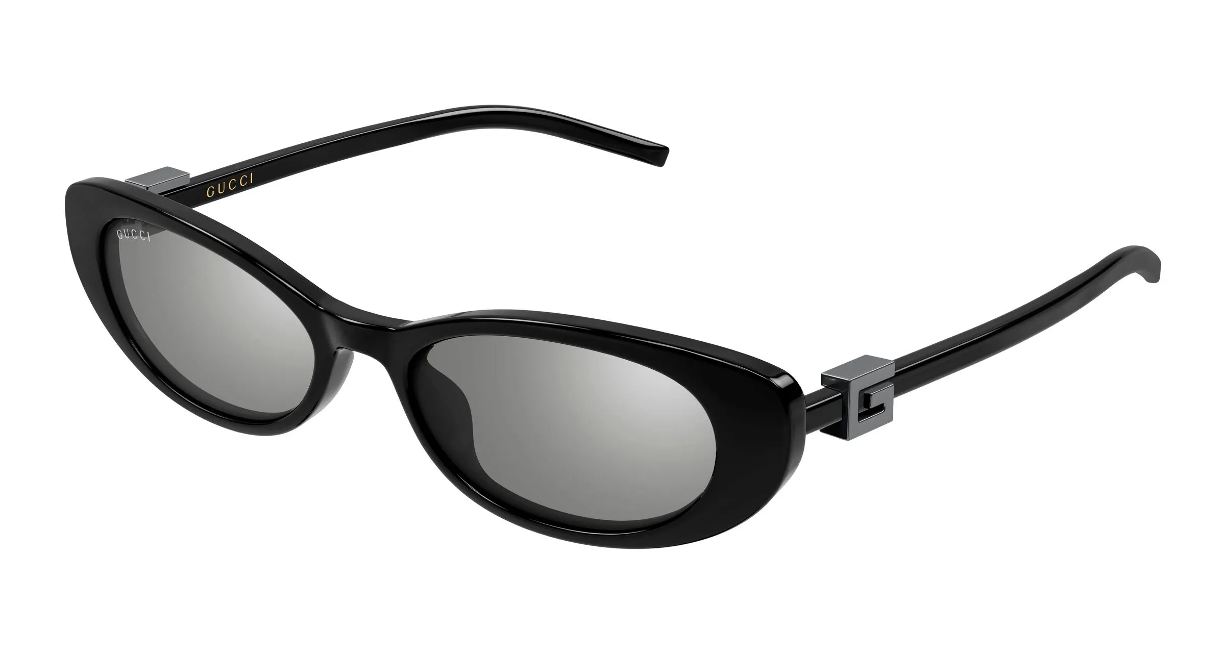 Gucci GG1680S 007 Occhiali da sole Iniettato Nero Argento Cat Eye Flash - immagine 1