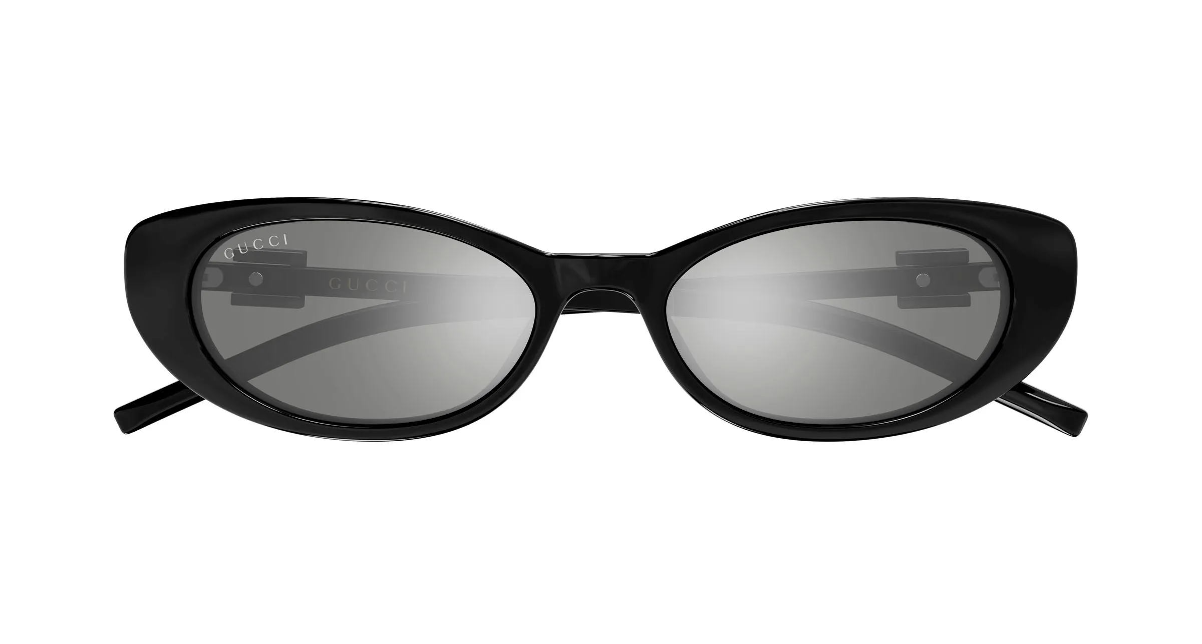 Gucci GG1680S 007 Occhiali da sole Iniettato Nero Argento Cat Eye Flash - immagine 2