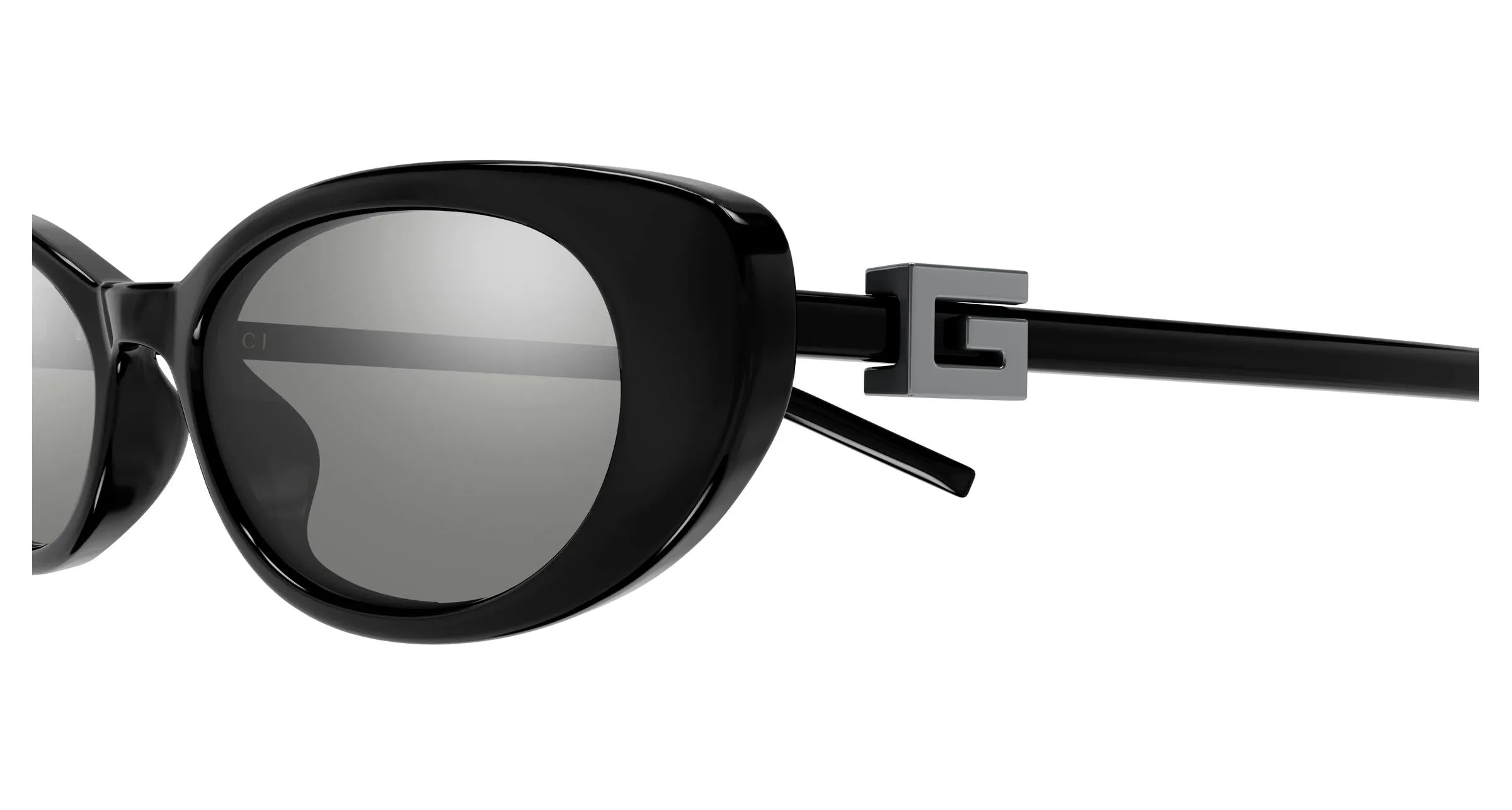 Gucci GG1680S 007 Occhiali da sole Iniettato Nero Argento Cat Eye Flash - immagine 3