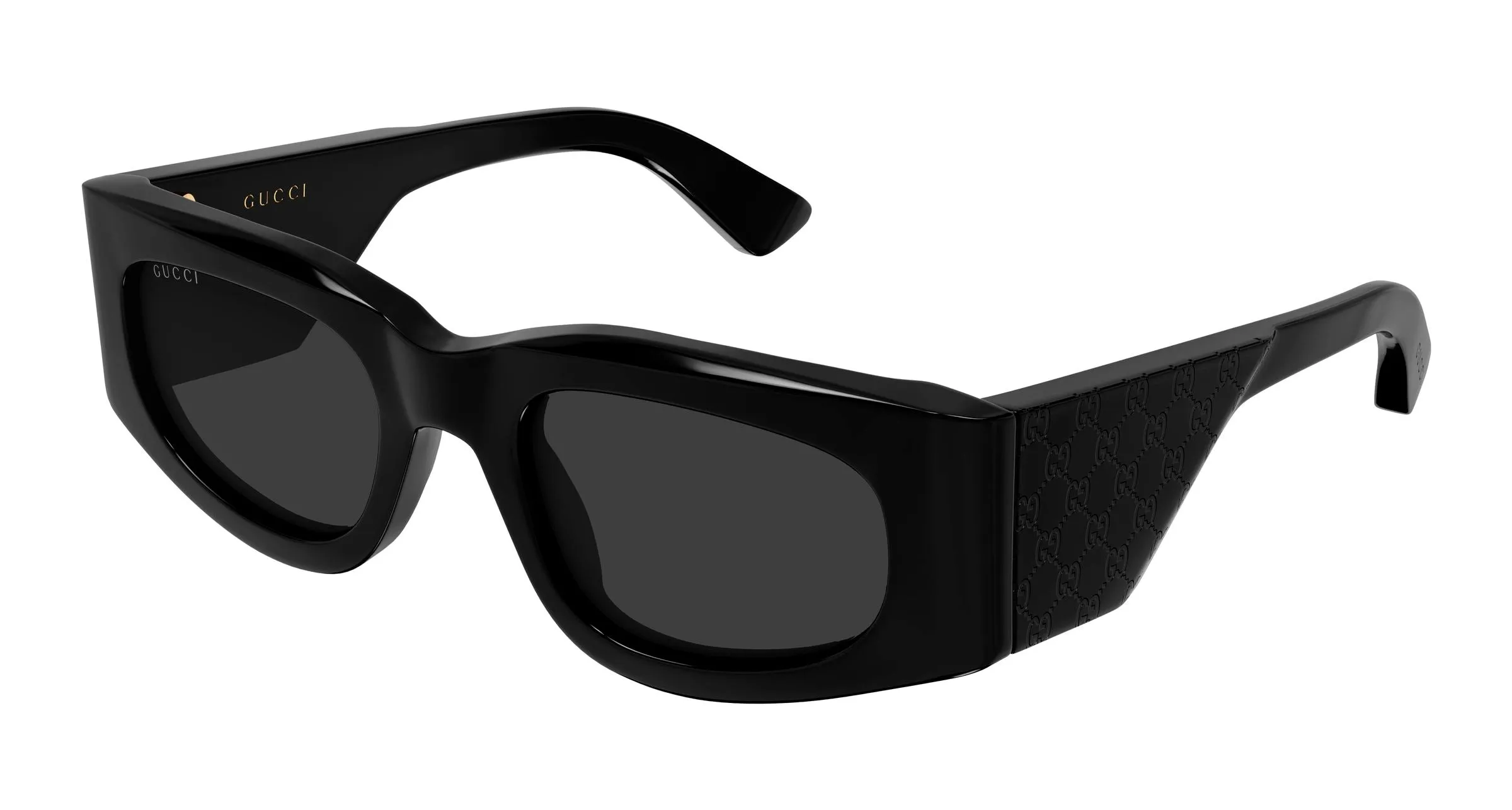 Gucci GG1664S 005 Occhiali da sole Acetato Nero Grigio Squadrata - immagine 1