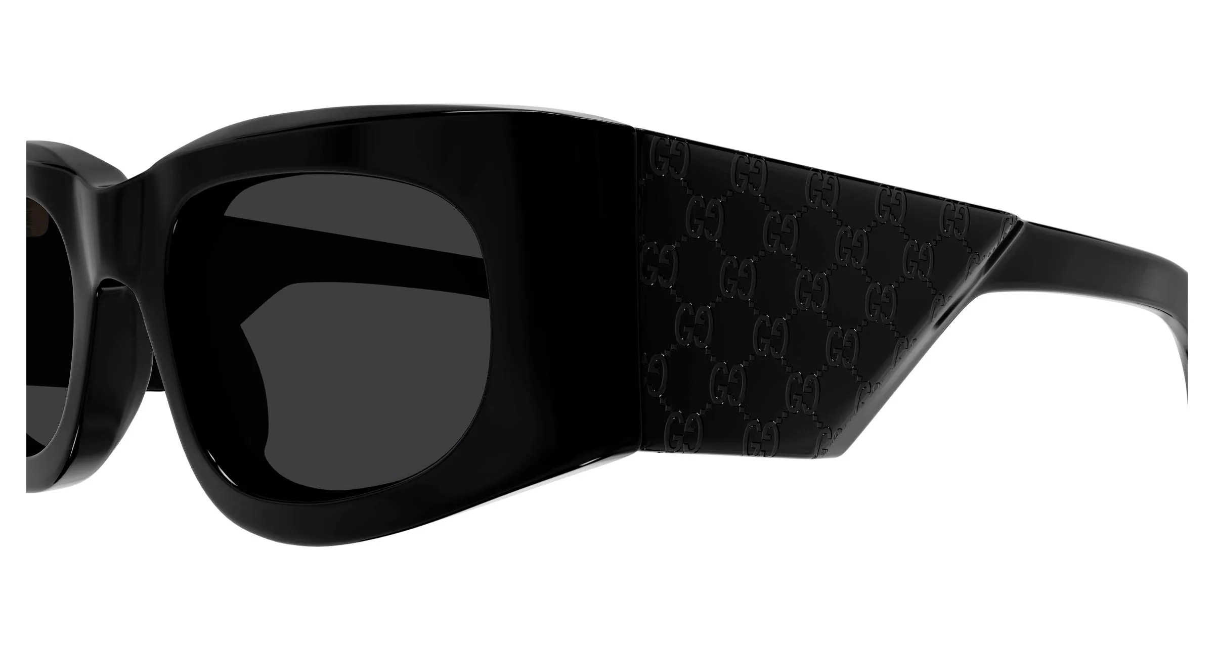 Gucci GG1664S 005 Occhiali da sole Acetato Nero Grigio Squadrata - immagine 3