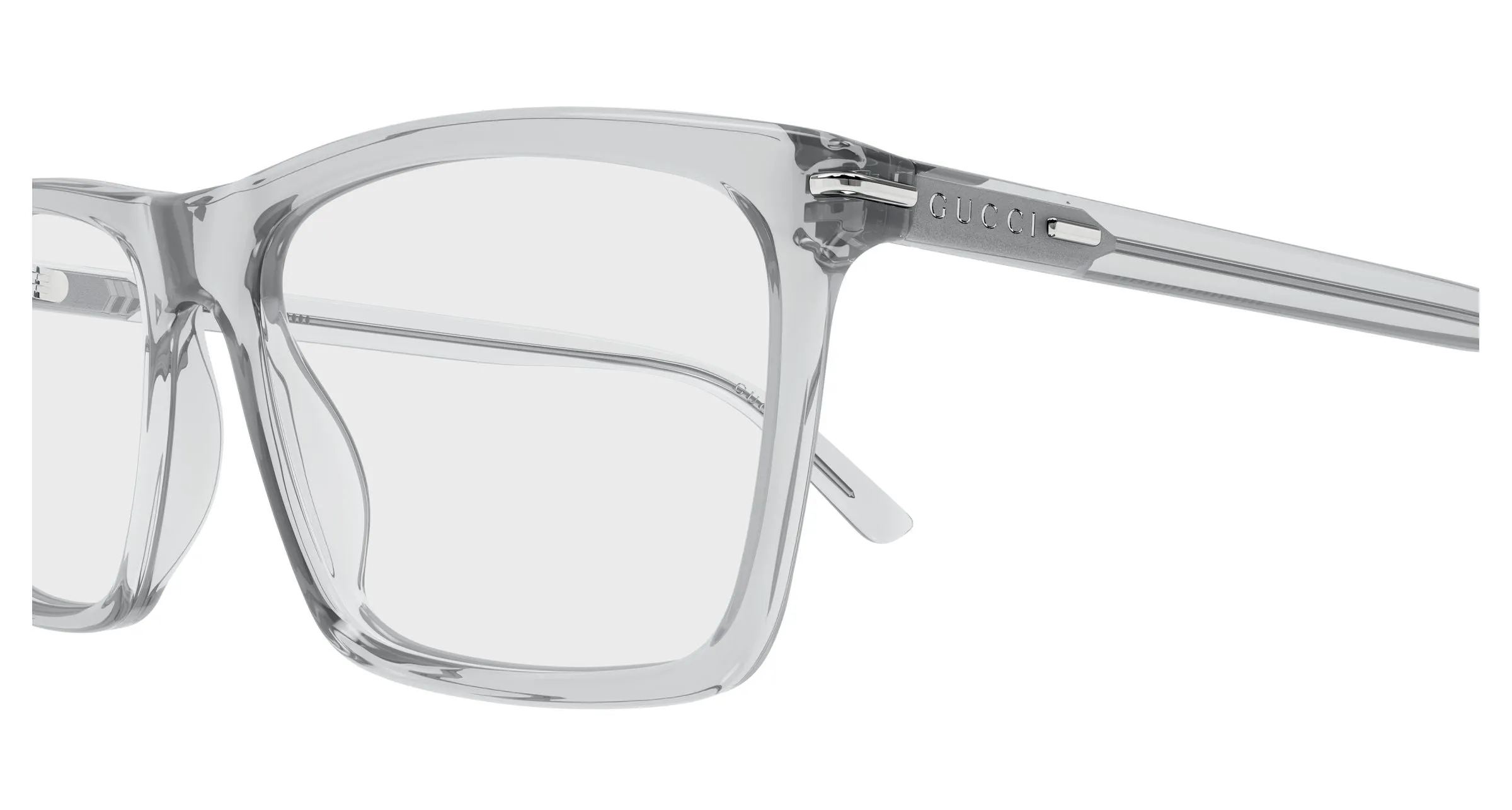 Gucci GG1445O 015 Montature da vista Acetato Grigio Trasparente Squadrata - immagine 3