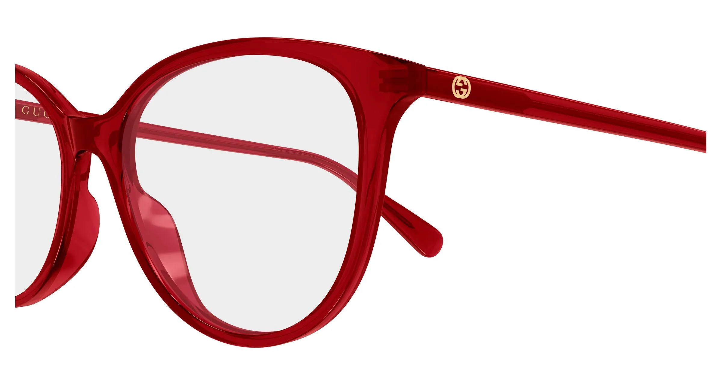 Gucci GG1359O 008 Montature da vista Acetato Rosso Trasparente Cat Eye - immagine 3