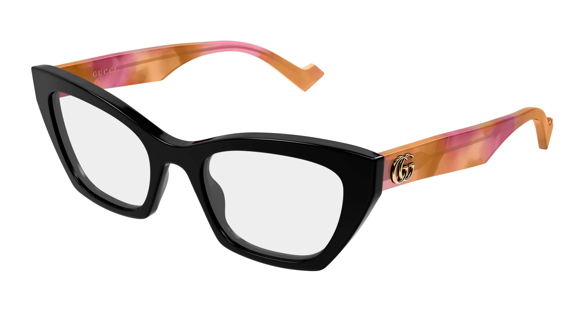 Gucci GG1334O 007 Montature da vista Acetato Nero Trasparente Cat Eye - immagine 1