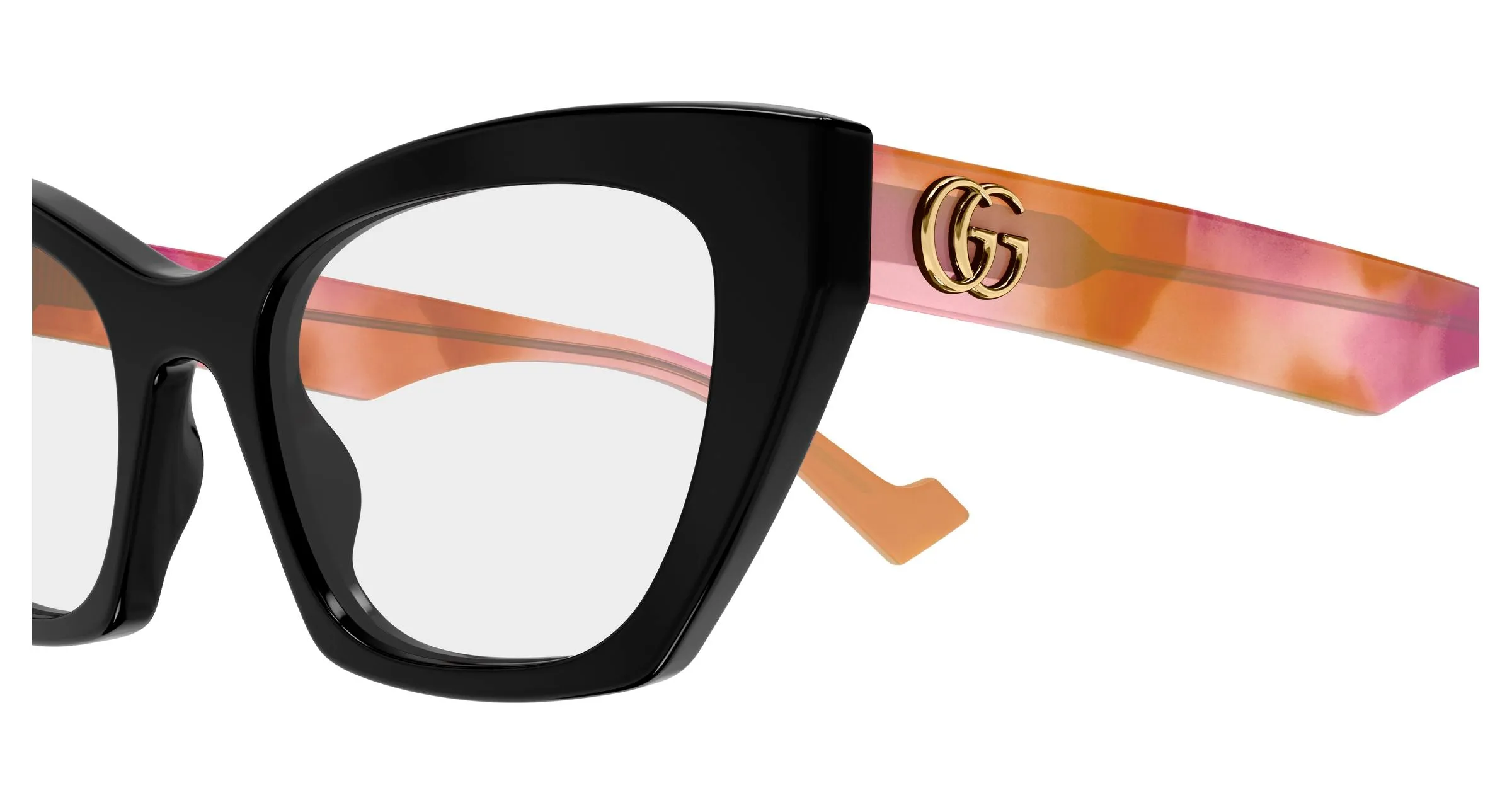 Gucci GG1334O 007 Montature da vista Acetato Nero Trasparente Cat Eye - immagine 3