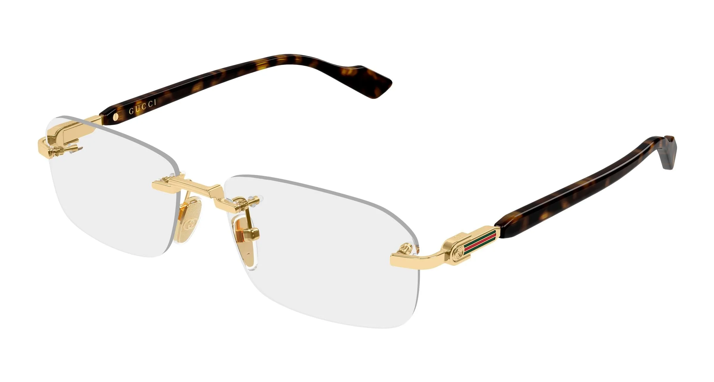 Gucci GG1221O 007 Montature da vista Metallo Oro Trasparente Squadrata - immagine 1