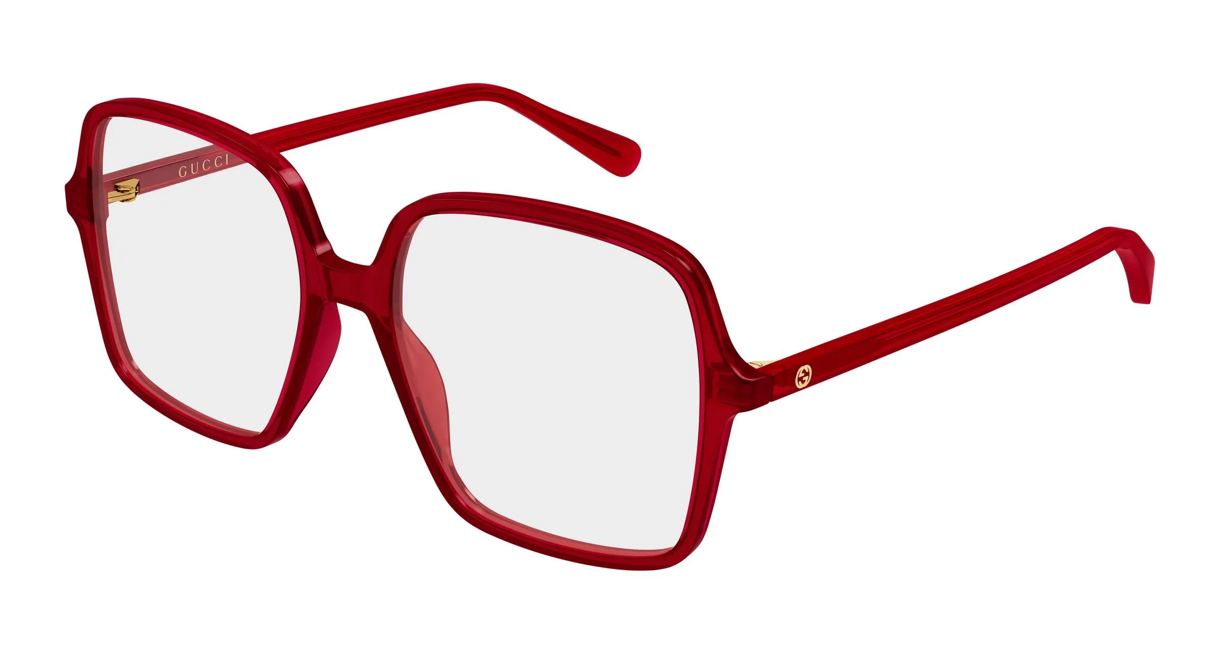 Gucci GG1003O 011 Montature da vista Acetato Rosso Trasparente Squadrata - immagine 1