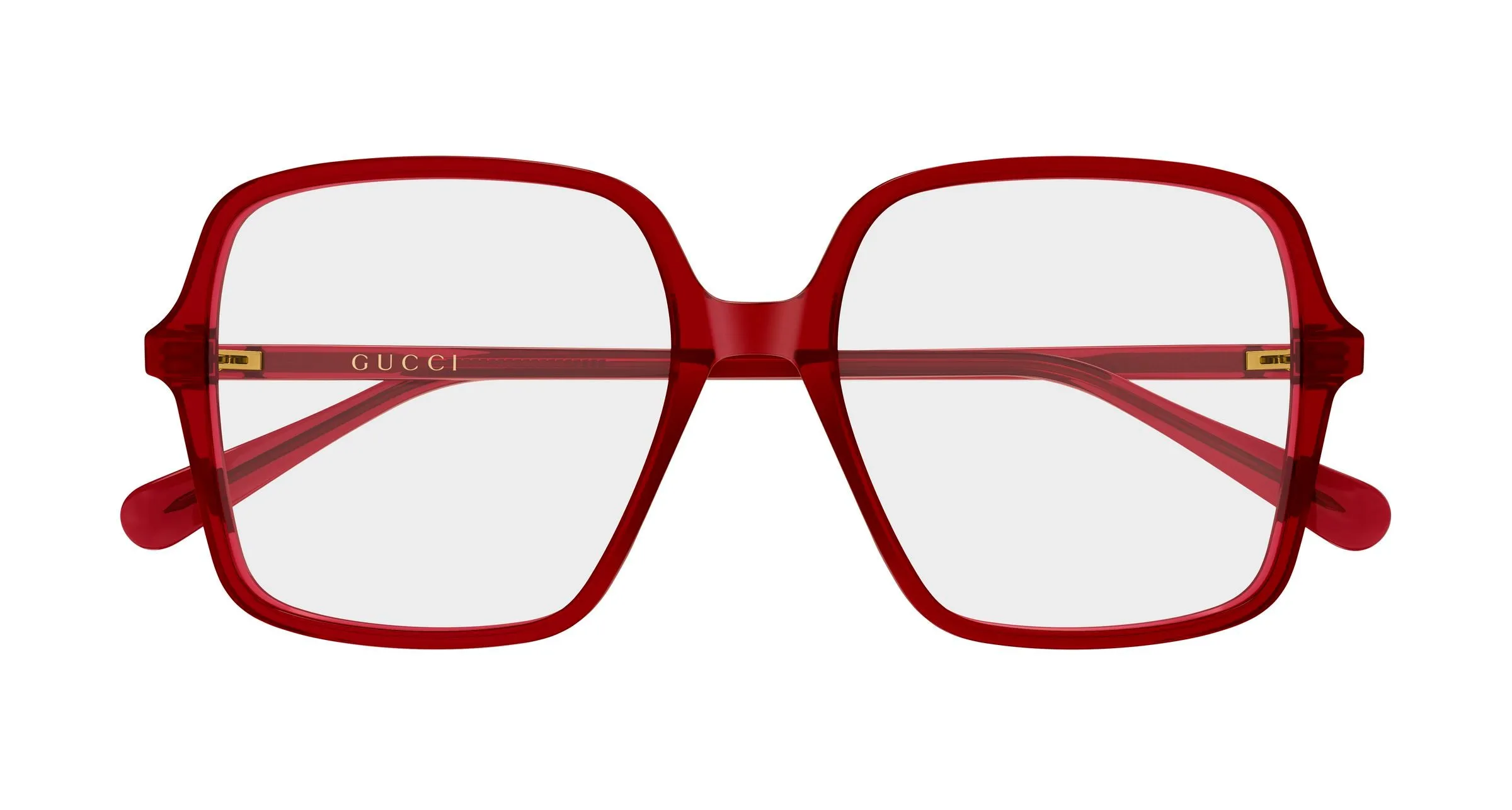 Gucci GG1003O 011 Montature da vista Acetato Rosso Trasparente Squadrata - immagine 2
