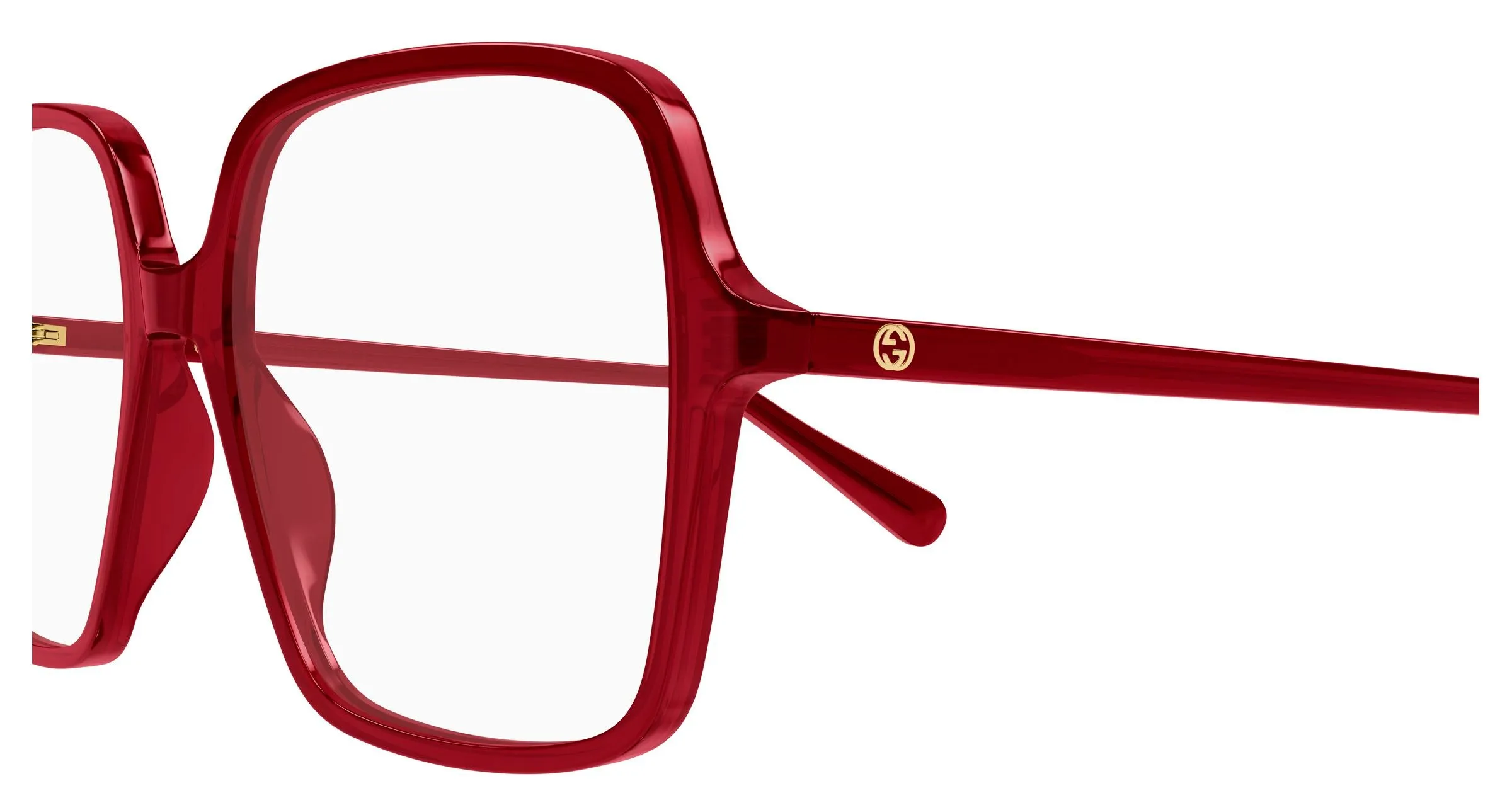 Gucci GG1003O 011 Montature da vista Acetato Rosso Trasparente Squadrata - immagine 3