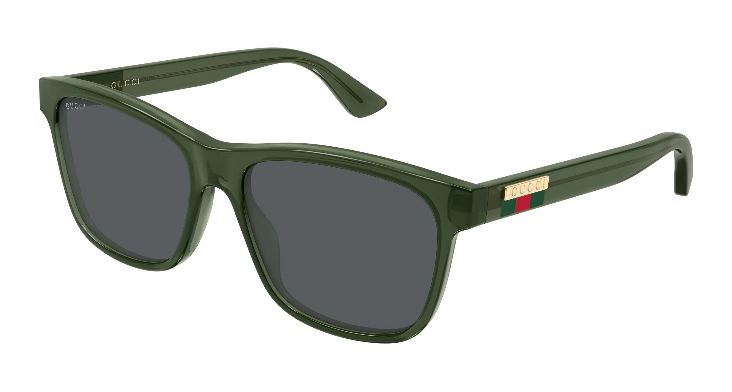 Gucci GG0746S 007 Occhiali da sole Iniettato Verde Grigio Squadrata - immagine 1