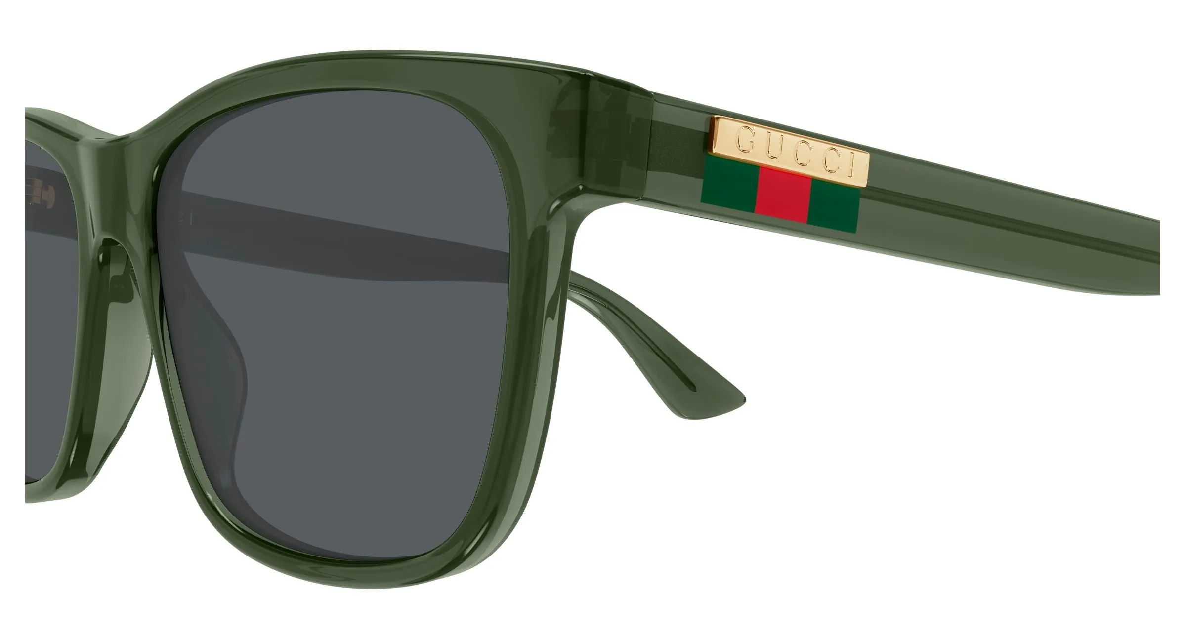Gucci GG0746S 007 Occhiali da sole Iniettato Verde Grigio Squadrata - immagine 3