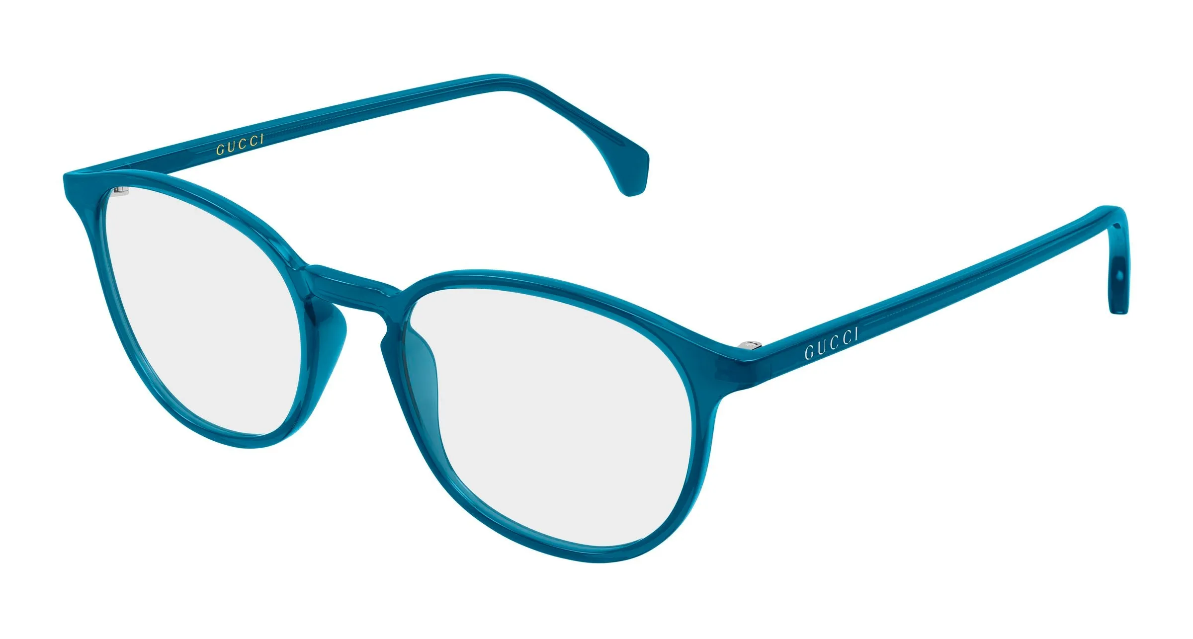Gucci GG0551O 028 Montature da vista Acetato Blu Trasparente Rotonda - immagine 1