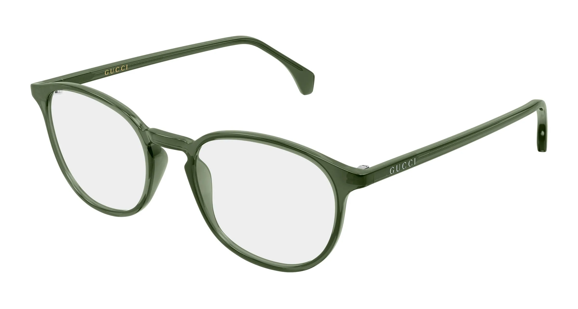 Gucci GG0551O 027 Montature da vista Acetato Verde Trasparente Rotonda - immagine 1