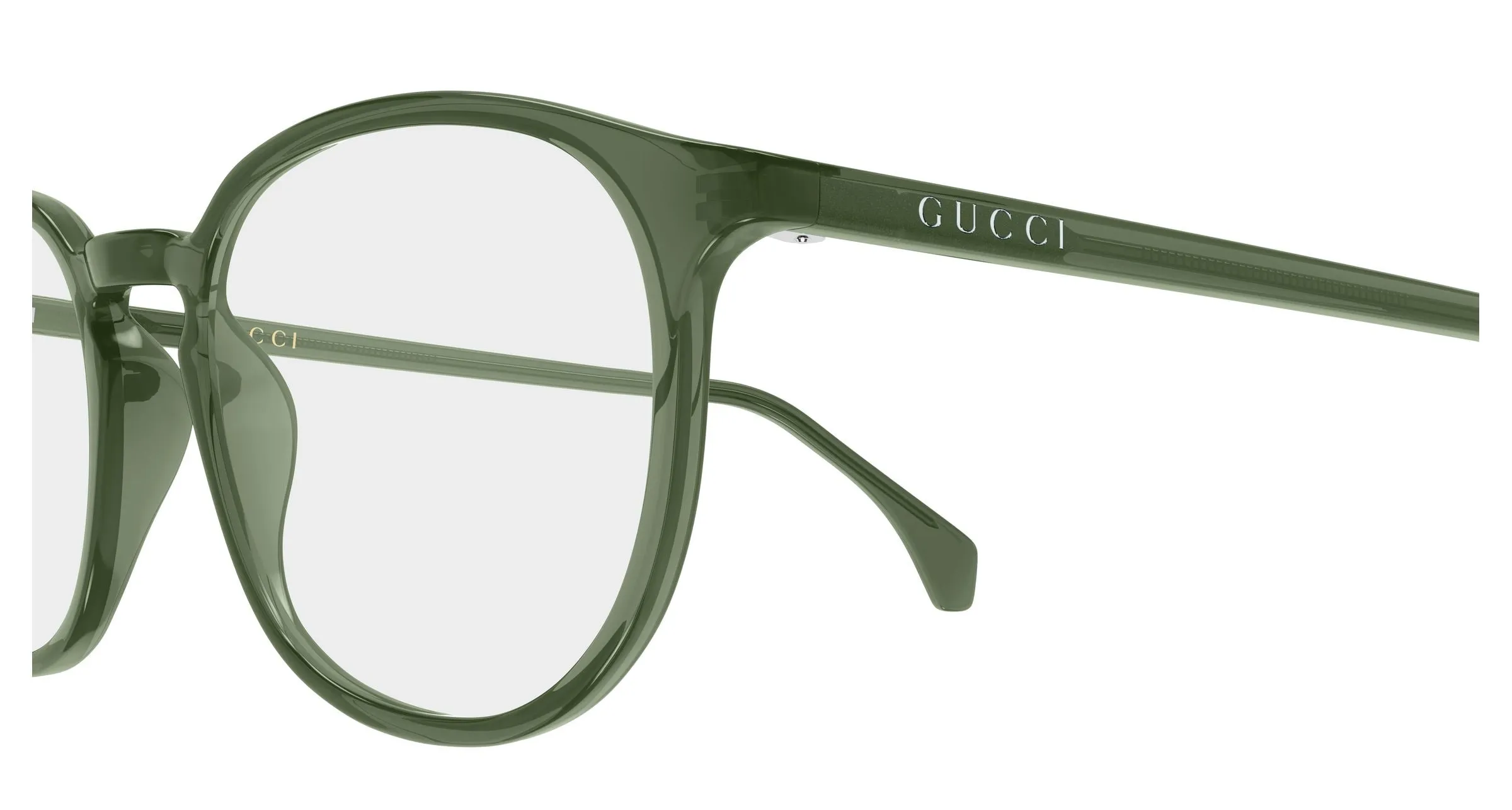 Gucci GG0551O 027 Montature da vista Acetato Verde Trasparente Rotonda - immagine 3