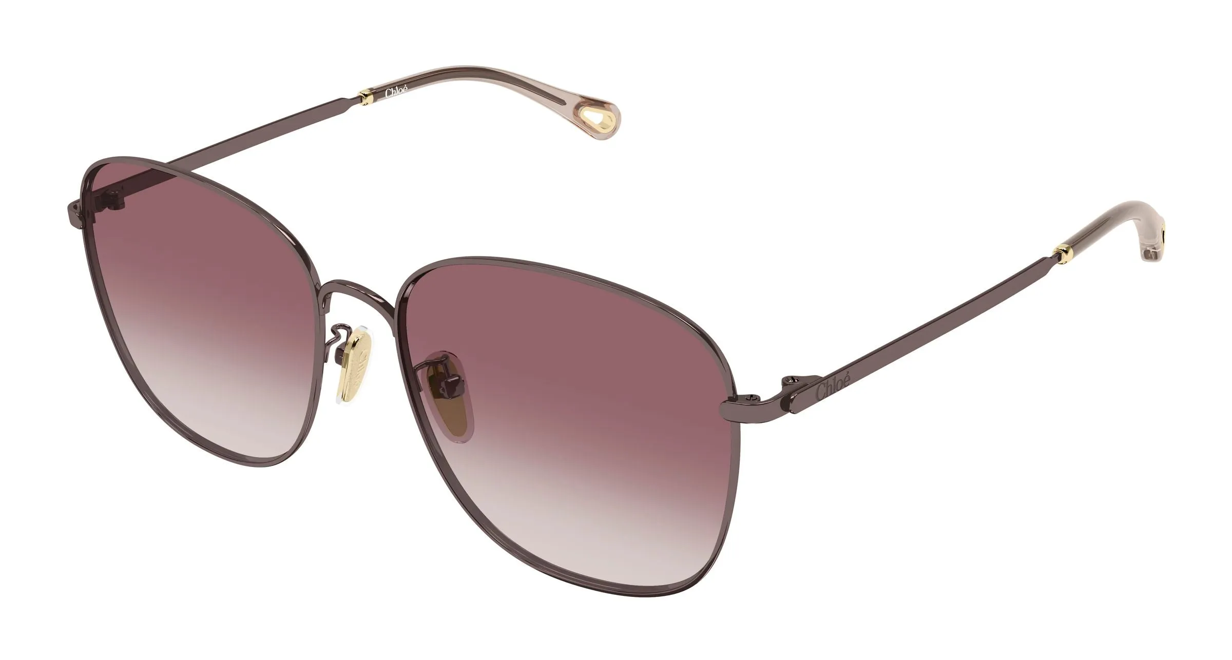Chloé CH0407SK 003 Occhiali da sole Metallo Marrone Rosso Rotonda Sfumato - immagine 1