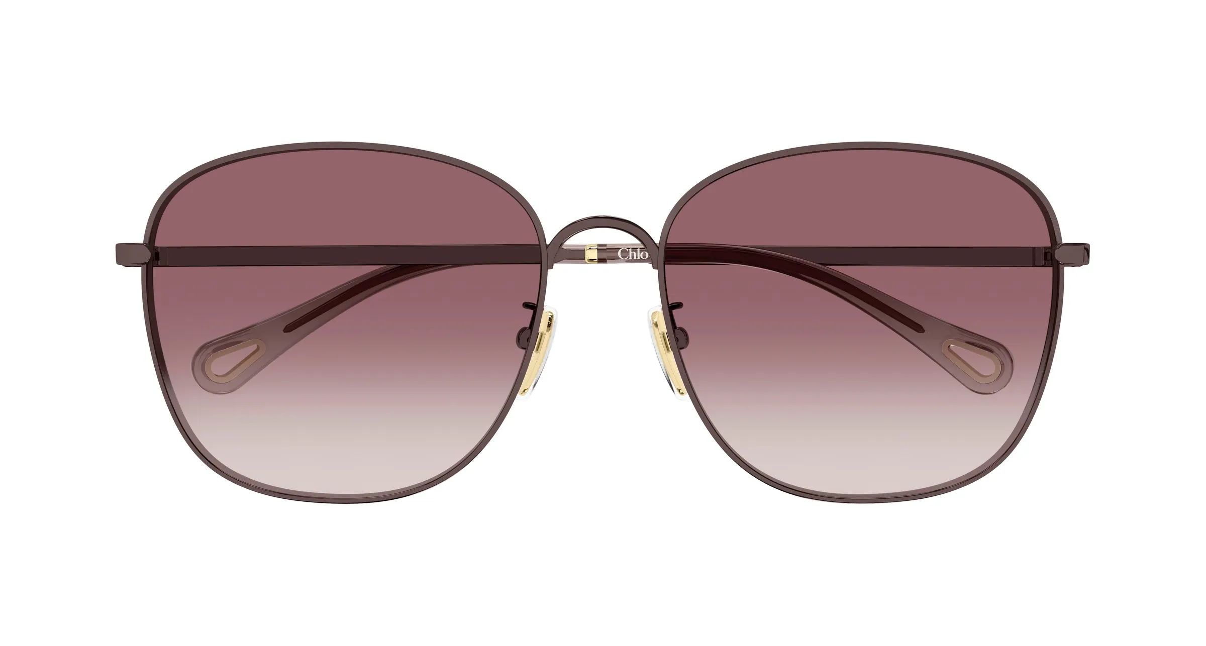 Chloé CH0407SK 003 Occhiali da sole Metallo Marrone Rosso Rotonda Sfumato - immagine 2