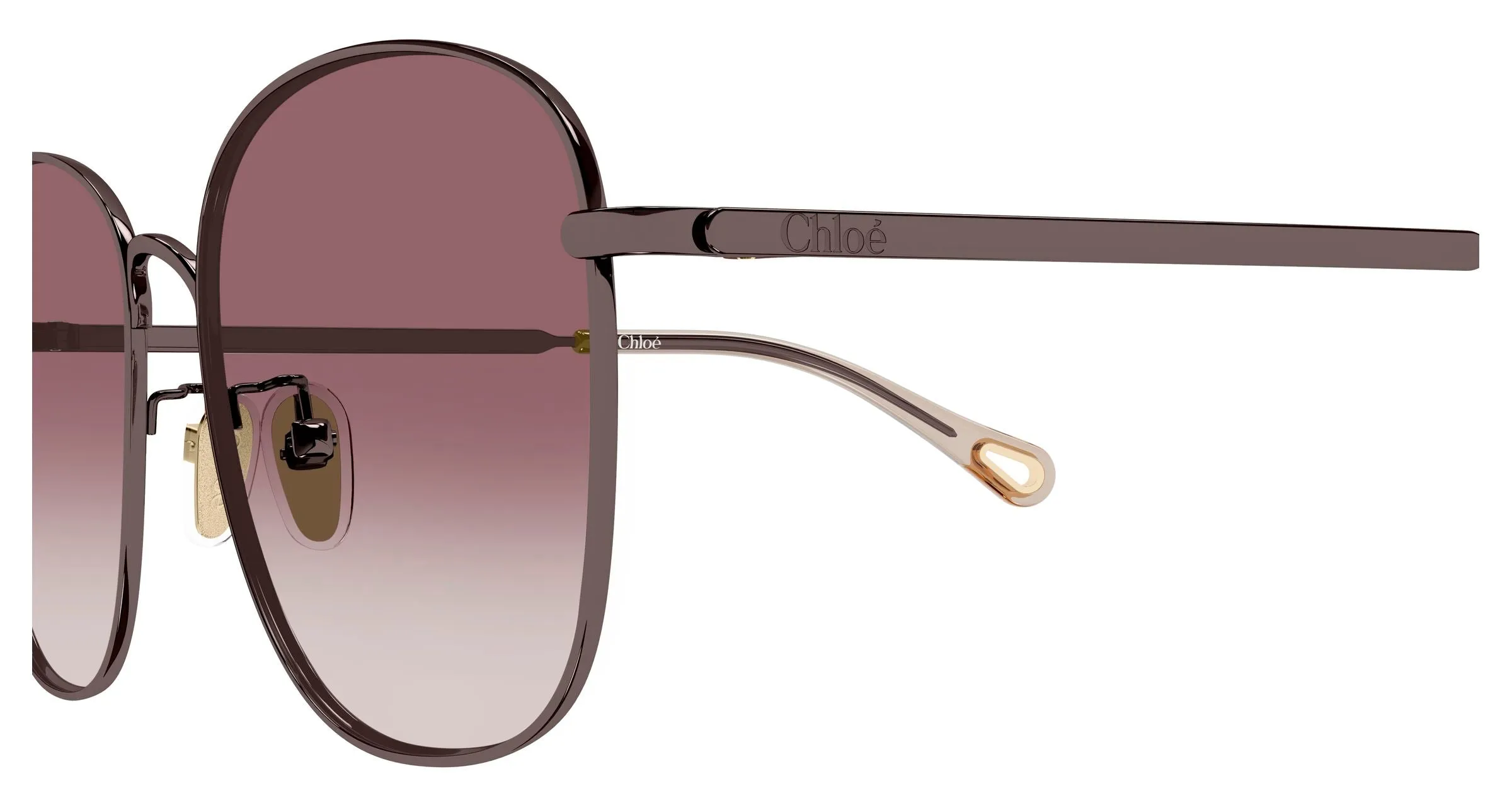 Chloé CH0407SK 003 Occhiali da sole Metallo Marrone Rosso Rotonda Sfumato - immagine 3