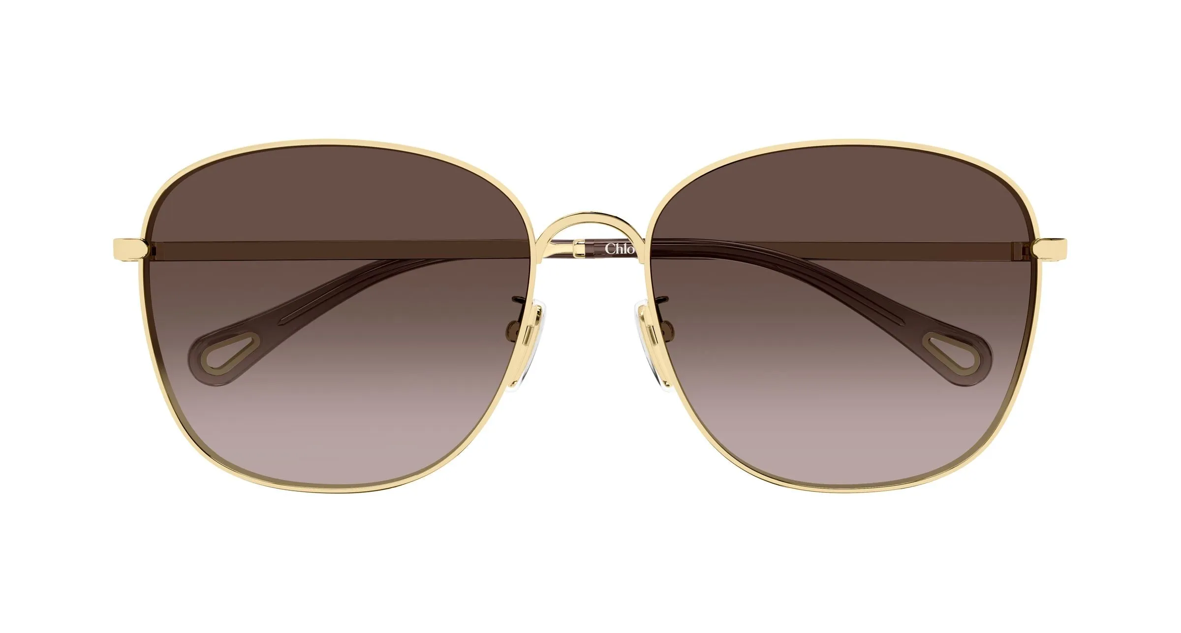 Chloé CH0407SK 002 Occhiali da sole Metallo Oro Marrone Rotonda Sfumato - immagine 2