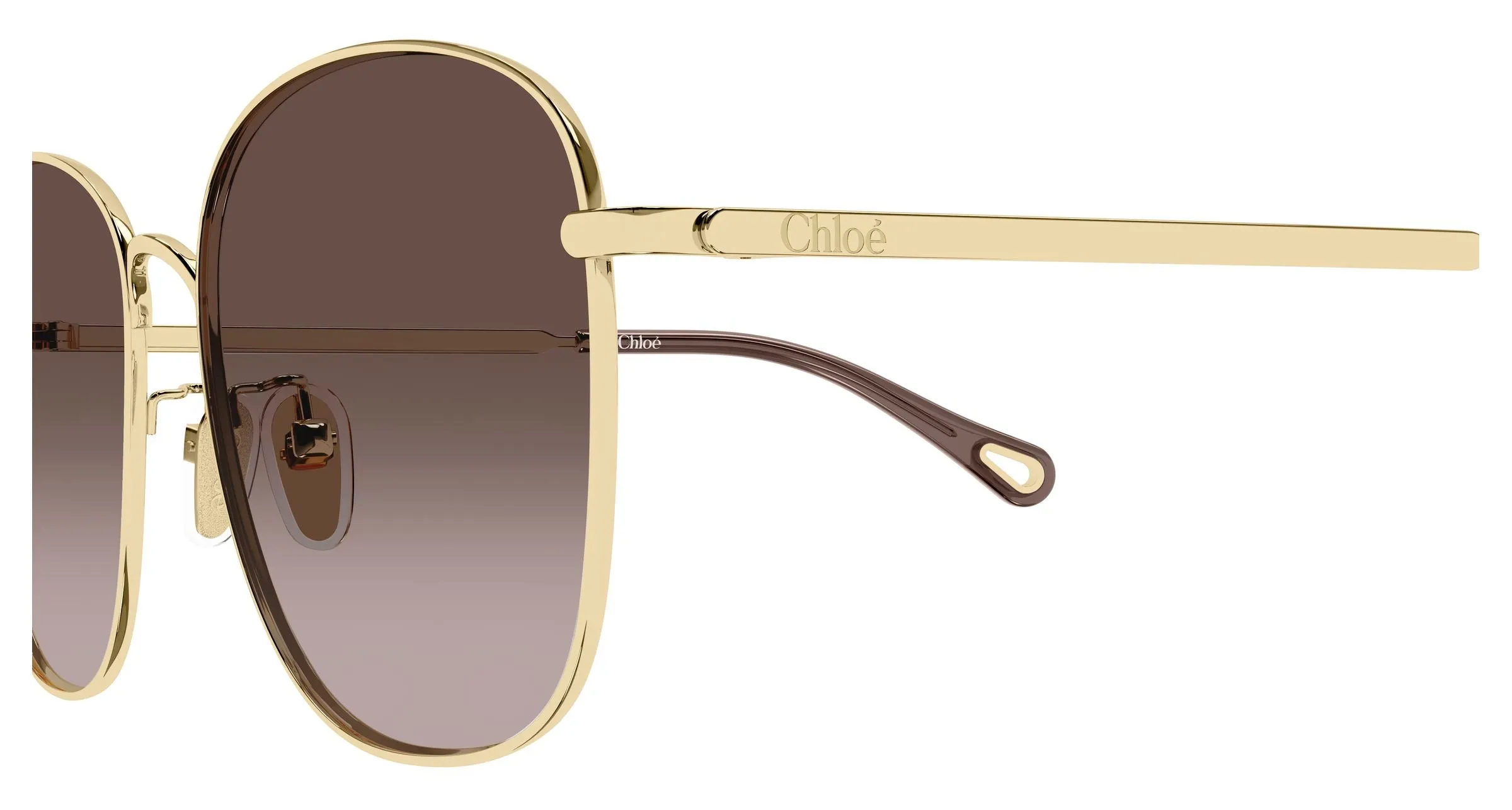Chloé CH0407SK 002 Occhiali da sole Metallo Oro Marrone Rotonda Sfumato - immagine 3