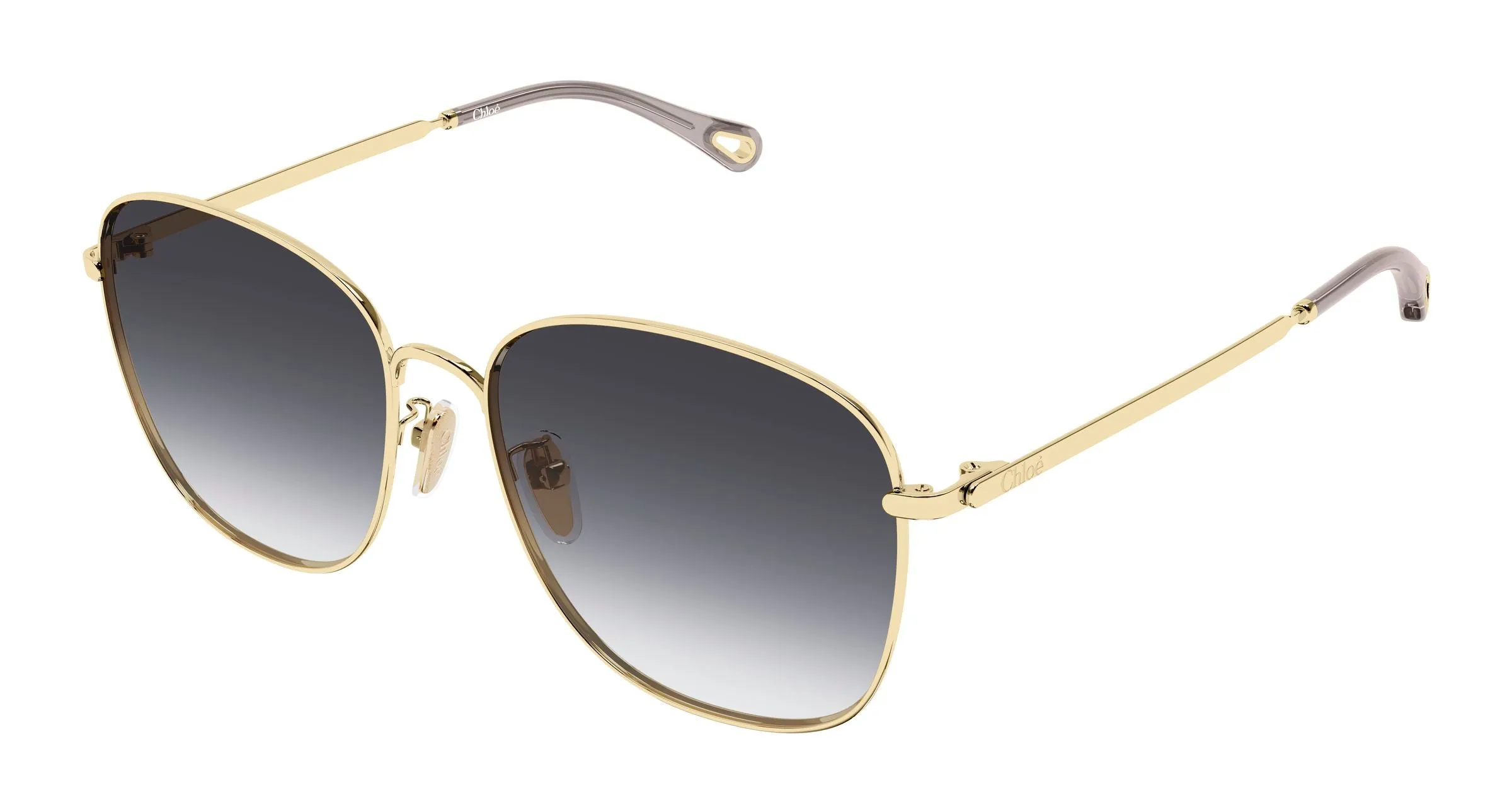 Chloé CH0407SK 001 Occhiali da sole Metallo Oro Grigio Rotonda Sfumato - immagine 1