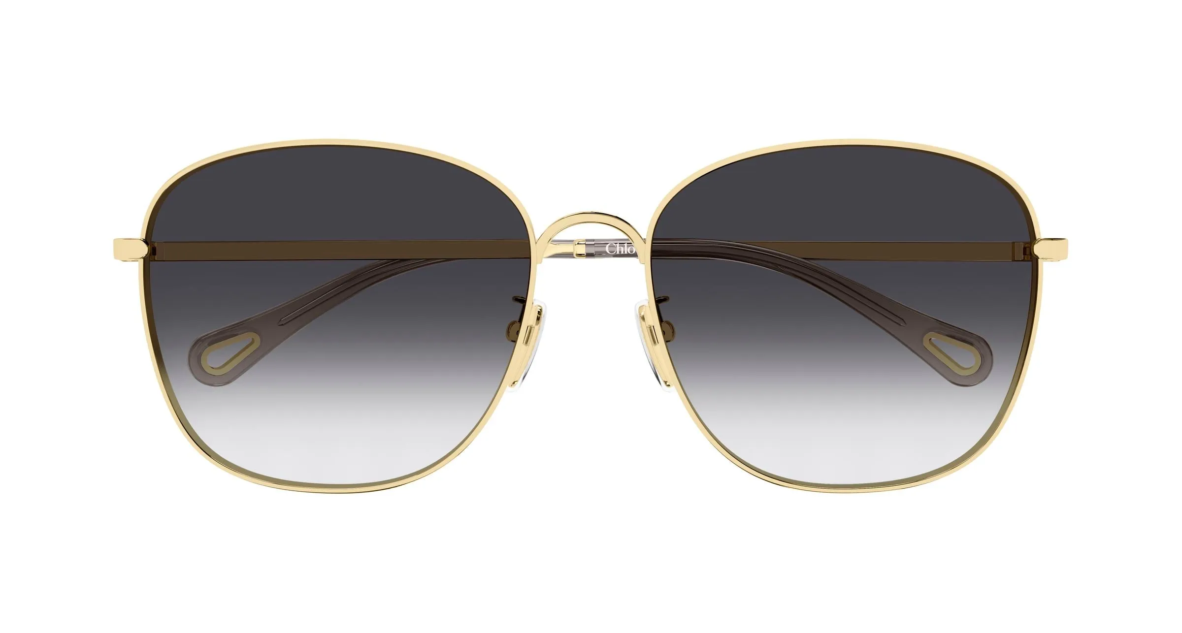 Chloé CH0407SK 001 Occhiali da sole Metallo Oro Grigio Rotonda Sfumato - immagine 2