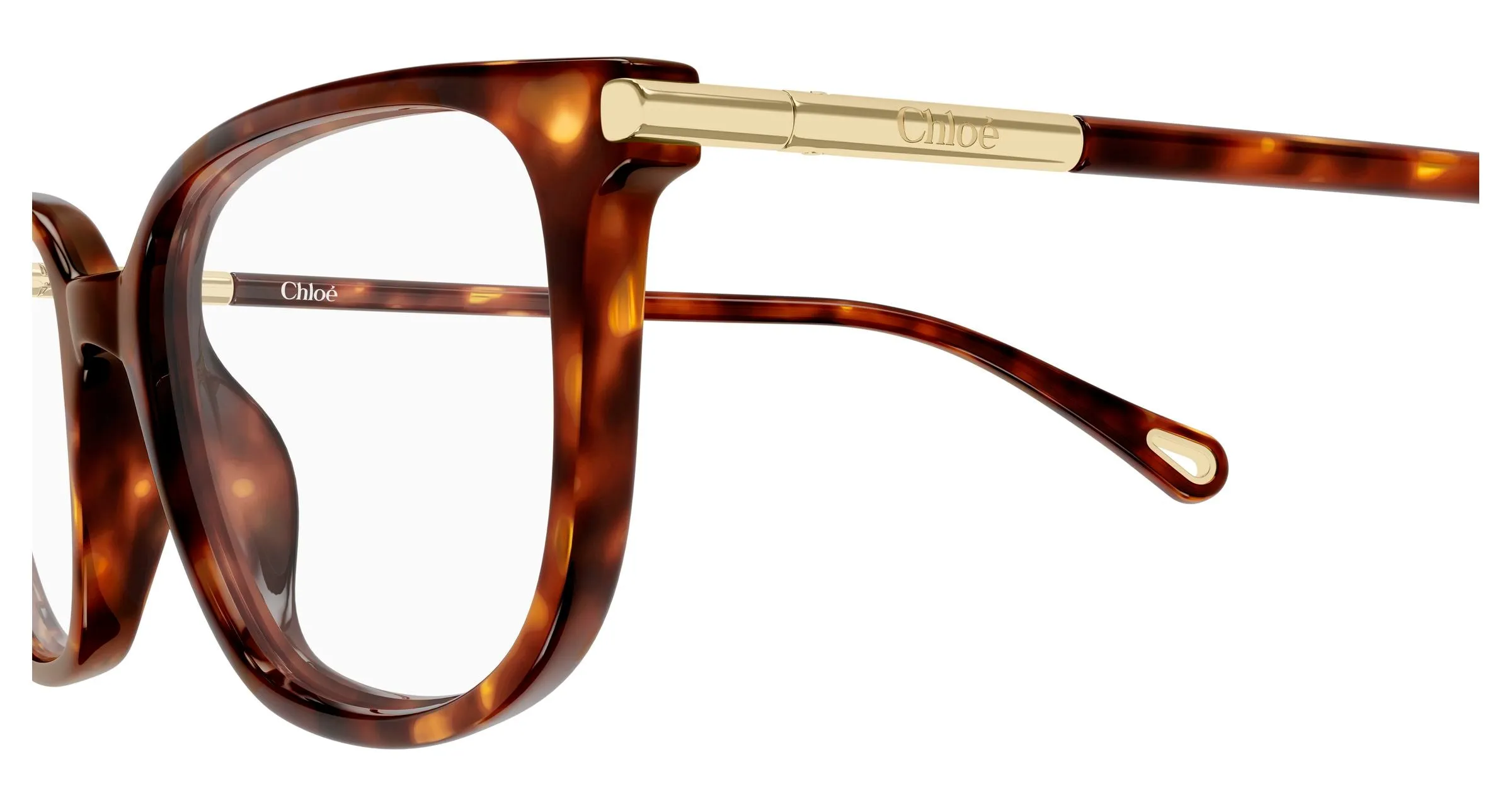 Chloé CH0400O 002 Montature da vista Acetato Havana Trasparente Cat Eye - immagine 3