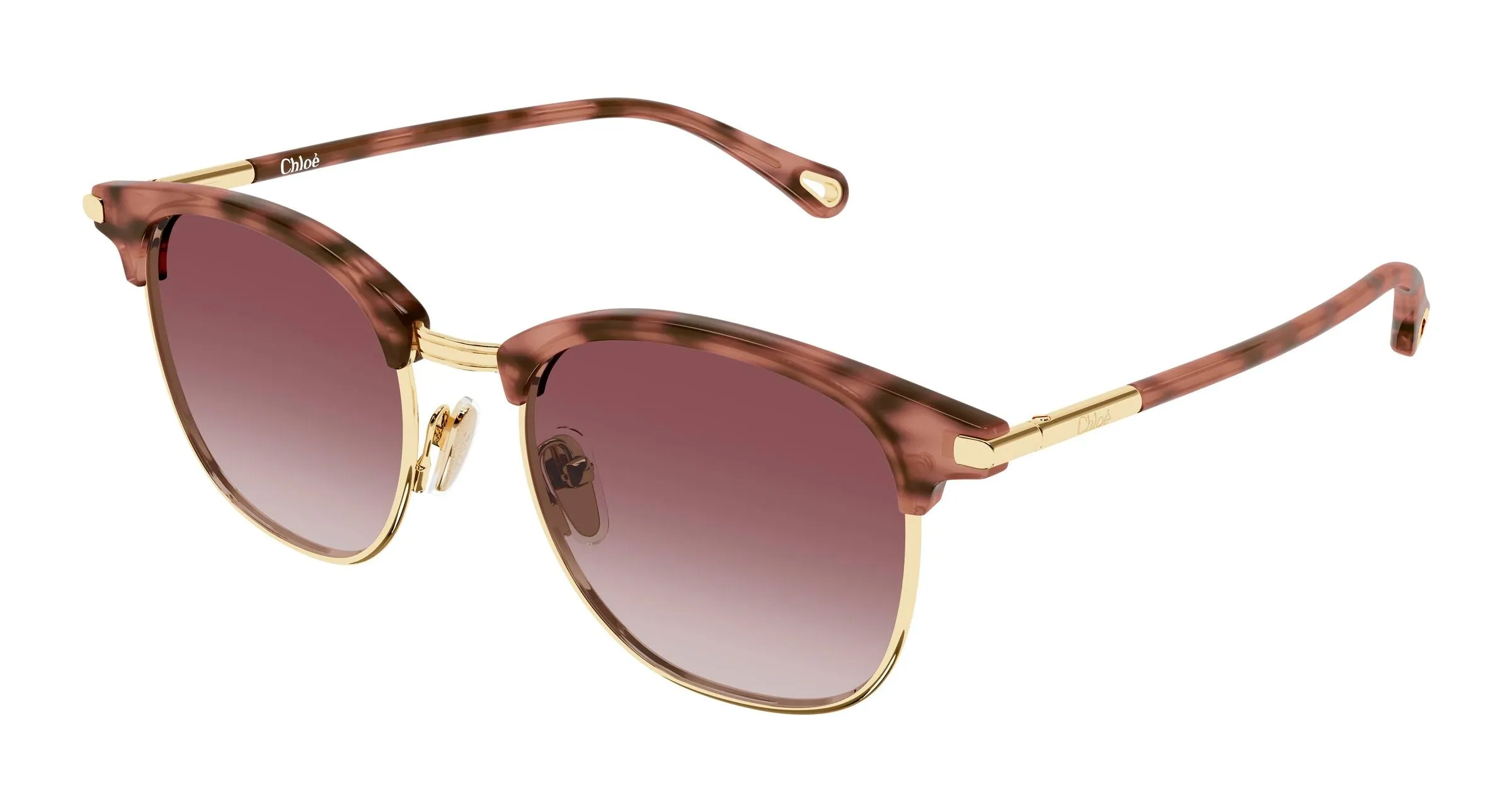 Chloé CH0384S 004 Occhiali da sole Metallo Oro Rosso Rotonda Sfumato - immagine 1