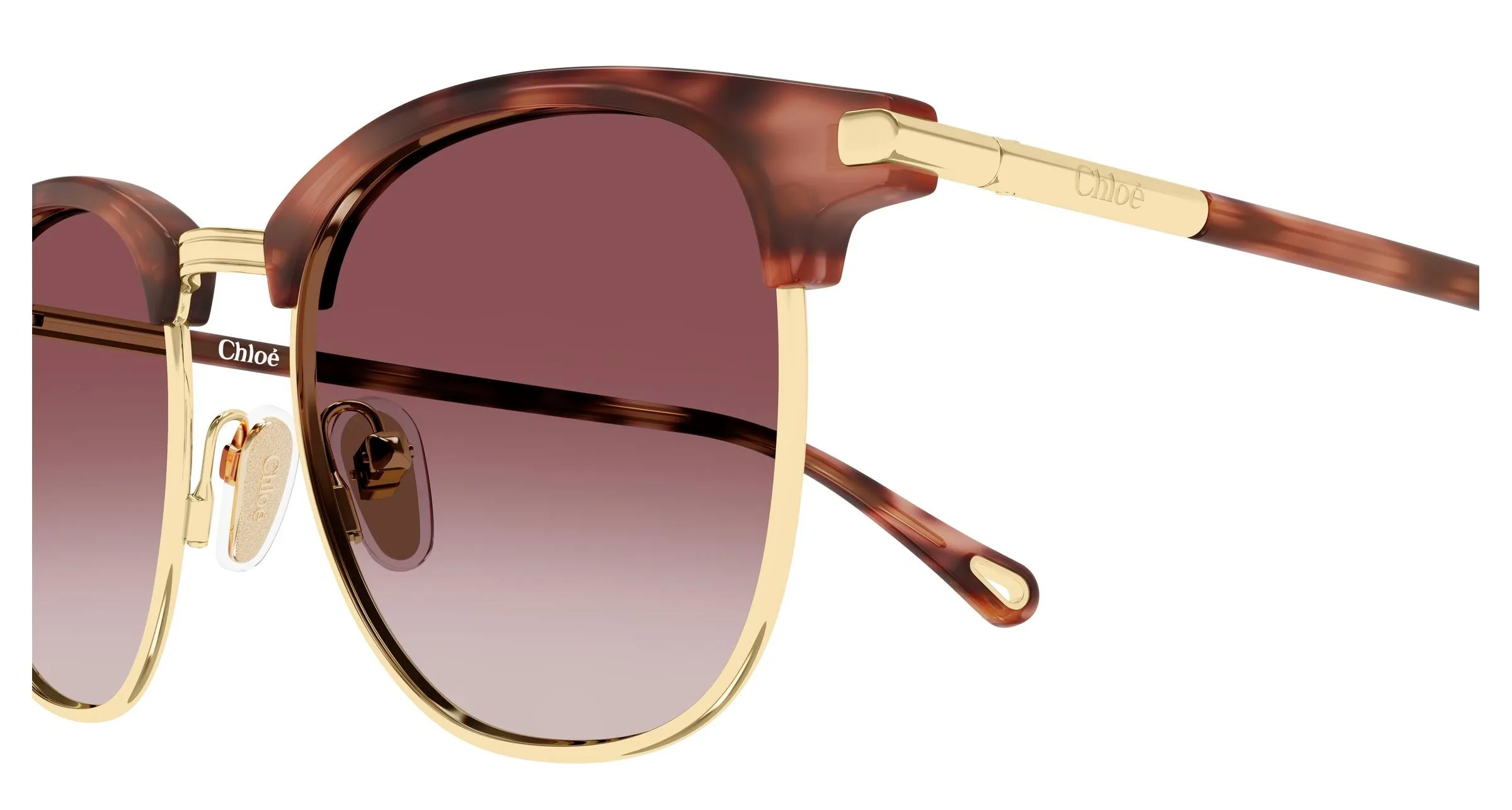 Chloé CH0384S 004 Occhiali da sole Metallo Oro Rosso Rotonda Sfumato - immagine 3