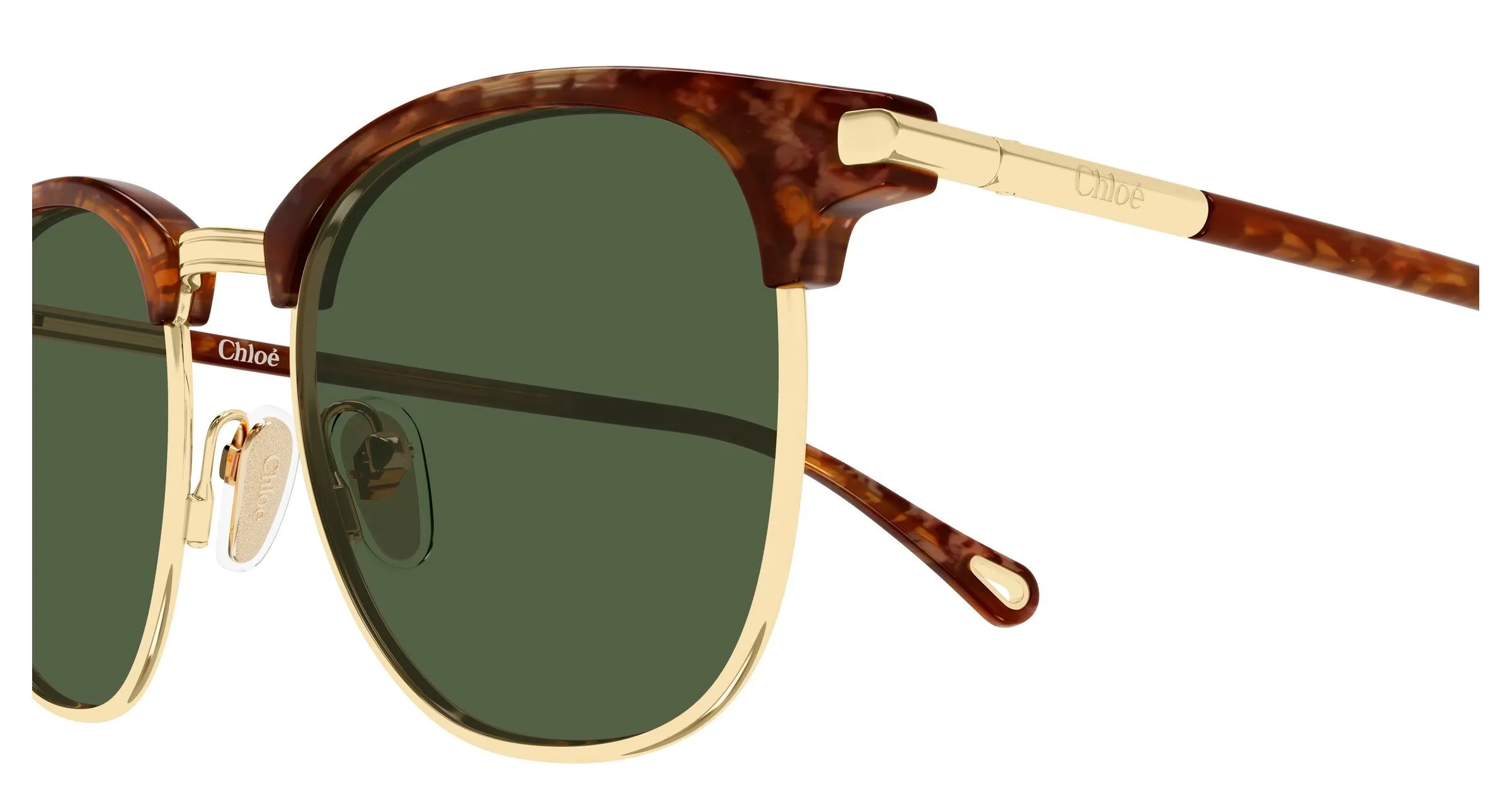 Chloé CH0384S 003 Occhiali da sole Metallo Oro Verde Rotonda - immagine 3