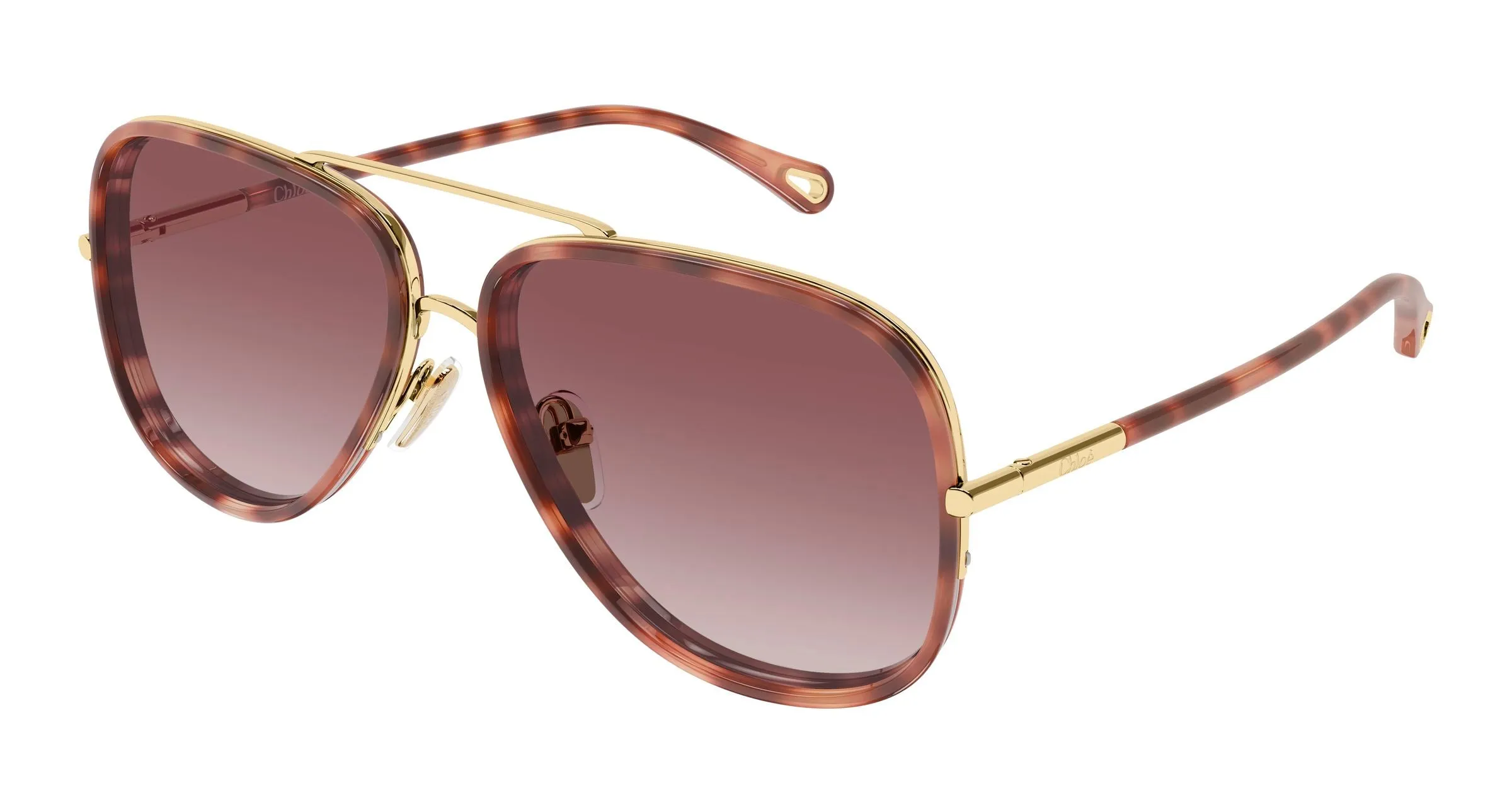 Chloé CH0382S 004 Occhiali da sole Metallo Oro Rosso Pilot Sfumato - immagine 1