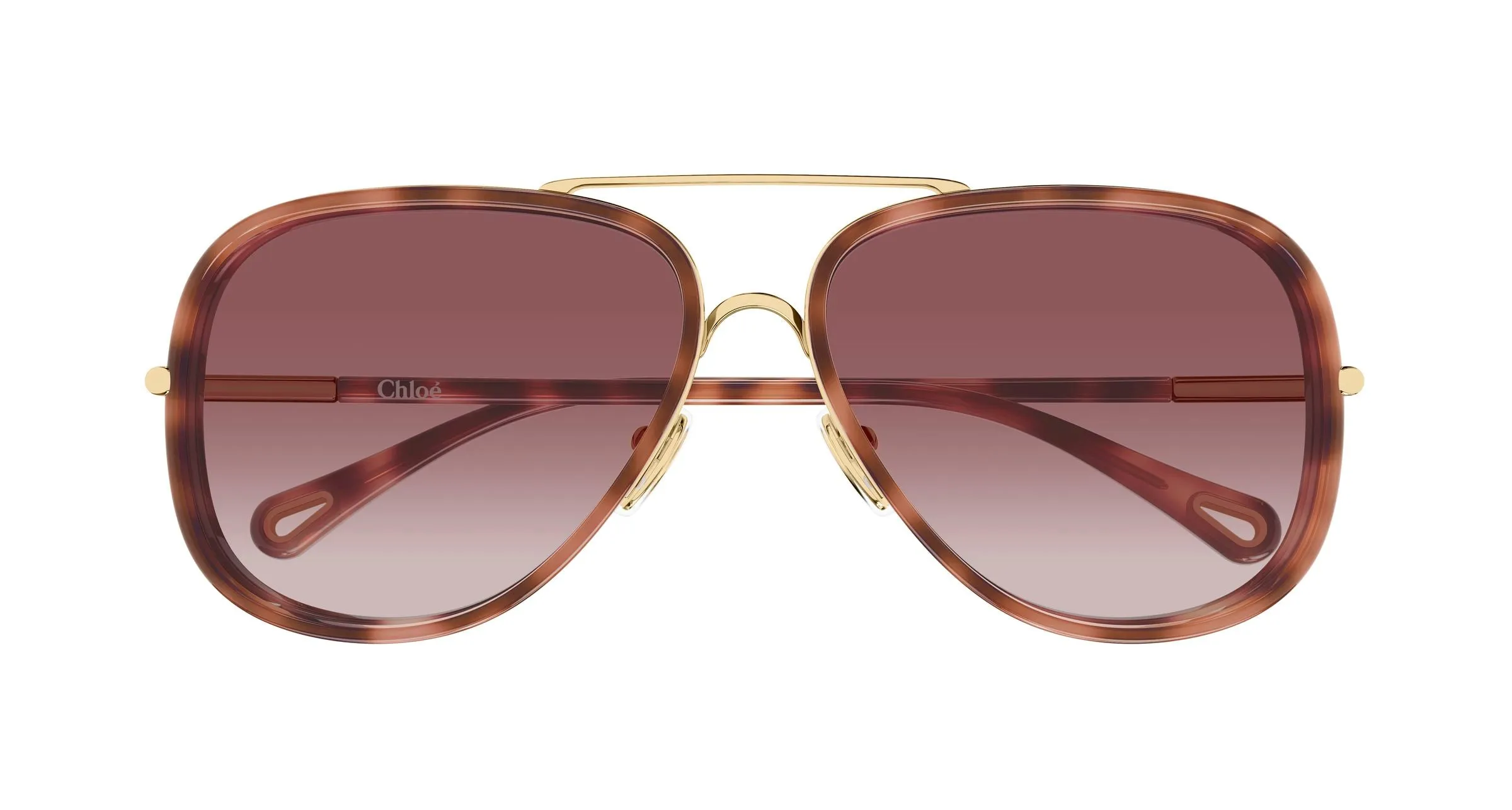 Chloé CH0382S 004 Occhiali da sole Metallo Oro Rosso Pilot Sfumato - immagine 2