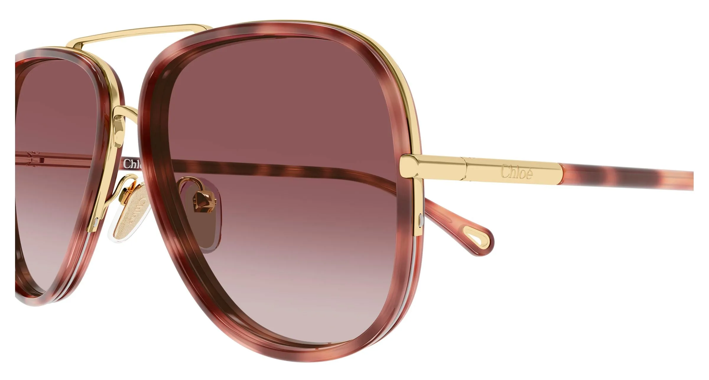 Chloé CH0382S 004 Occhiali da sole Metallo Oro Rosso Pilot Sfumato - immagine 3