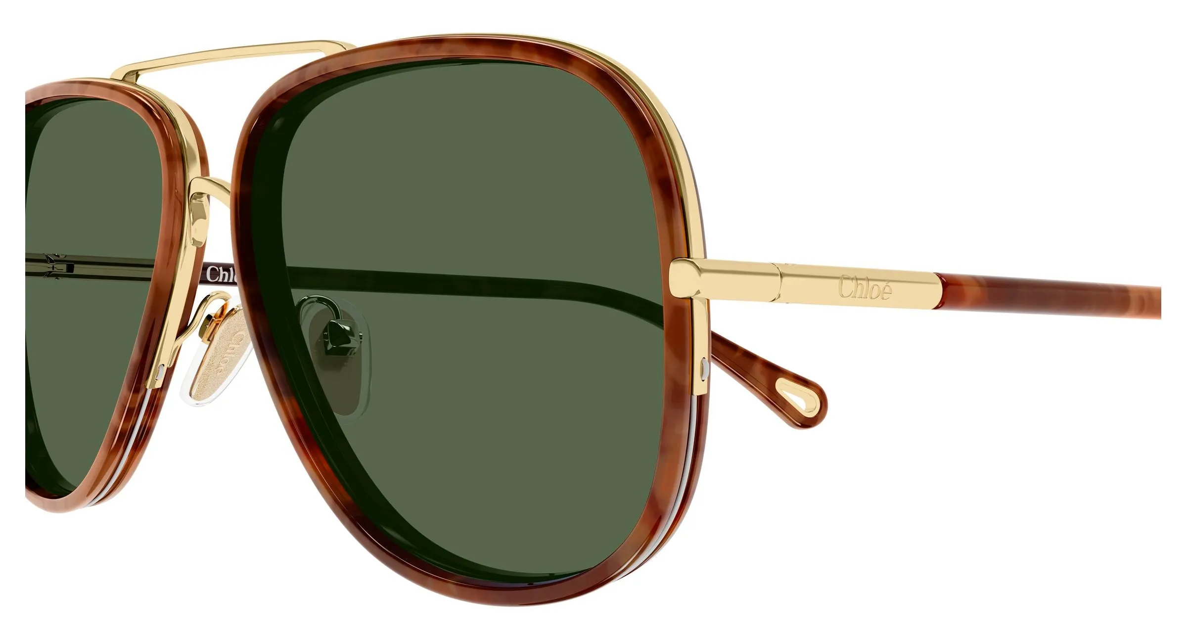 Chloé CH0382S 003 Occhiali da sole Metallo Oro Verde Pilot - immagine 3