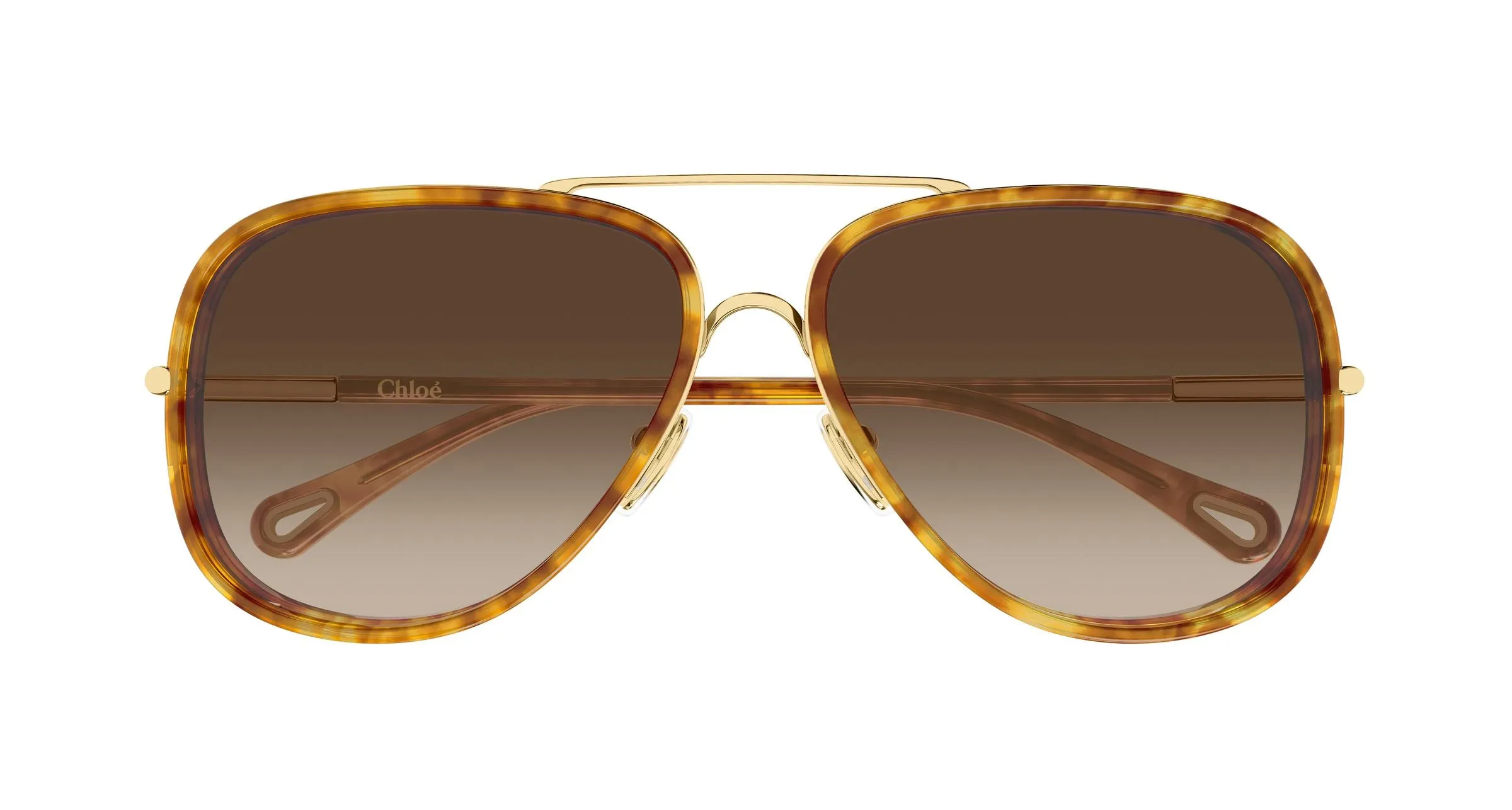 Chloé CH0382S 002 Occhiali da sole Metallo Oro Marrone Pilot Sfumato - immagine 2