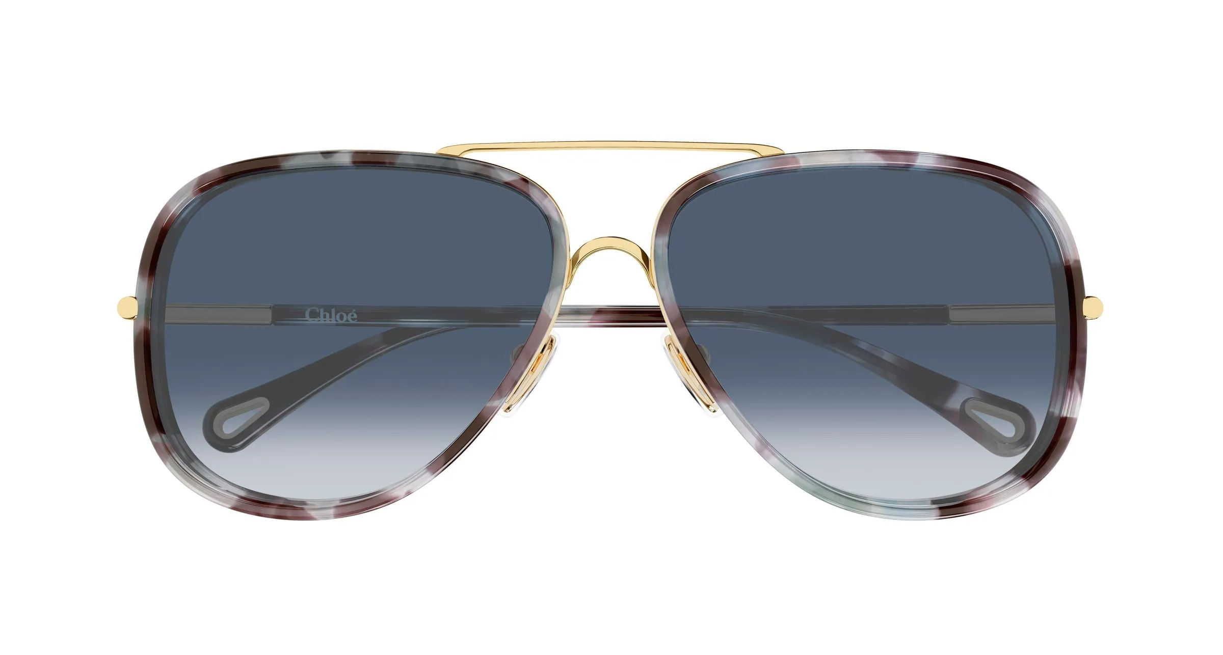 Chloé CH0382S 001 Occhiali da sole Metallo Oro Blu Pilot - immagine 2