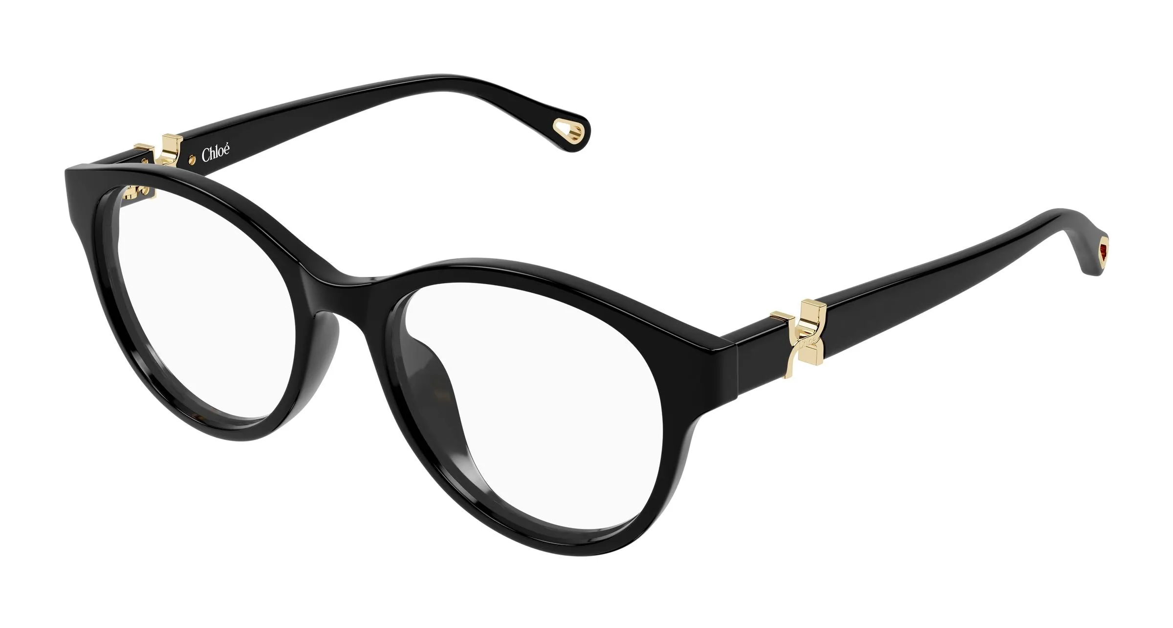 Chloé CH0376OA 001 Montature da vista Acetato Nero Trasparente Rotonda - immagine 1