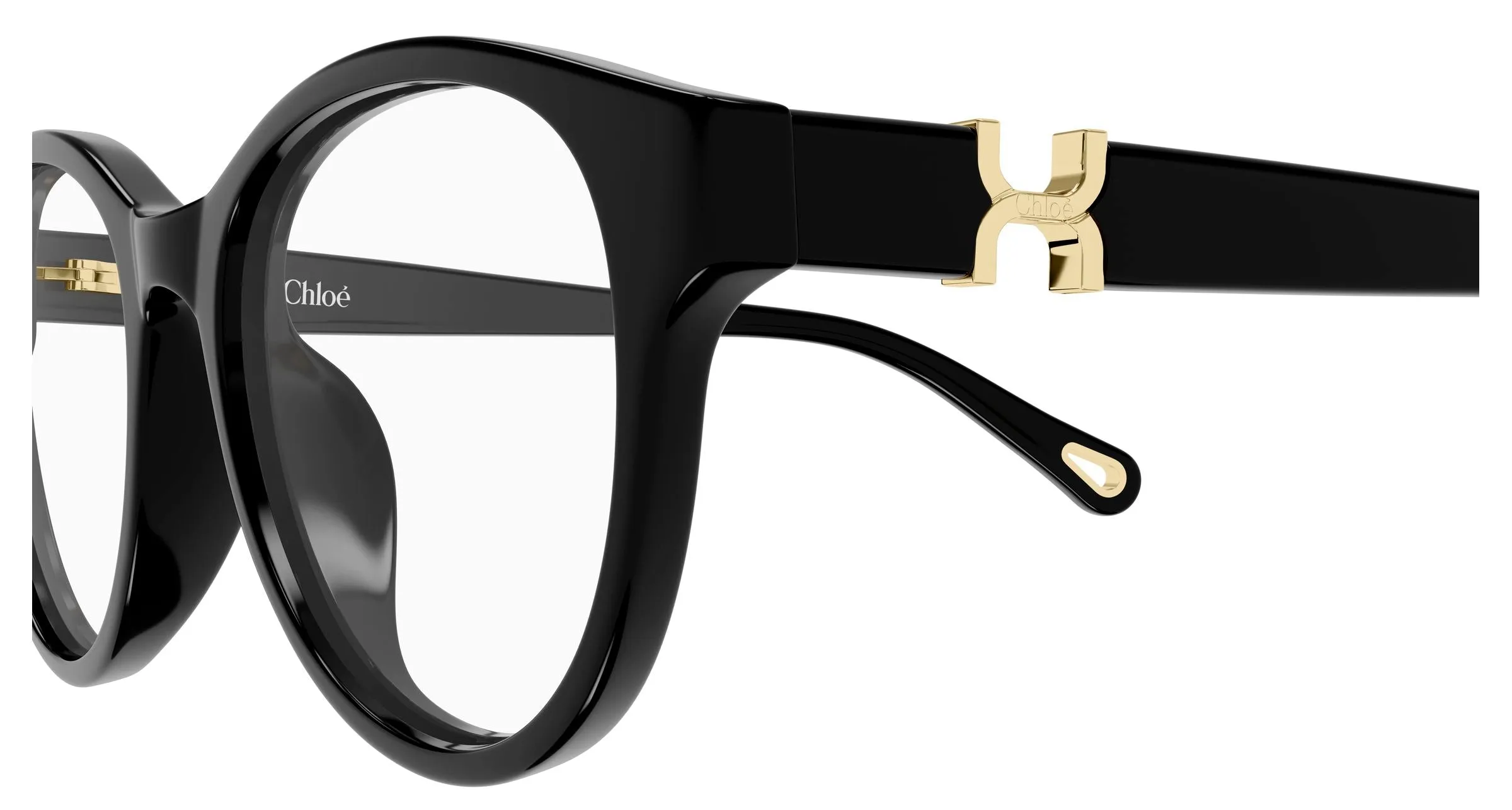 Chloé CH0376OA 001 Montature da vista Acetato Nero Trasparente Rotonda - immagine 3