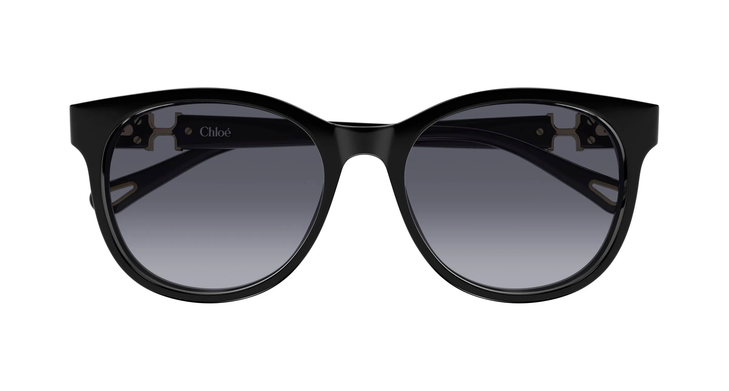 Chloé CH0375SK 001 Occhiali da sole Acetato Nero Viola Rotonda Sfumato - immagine 2