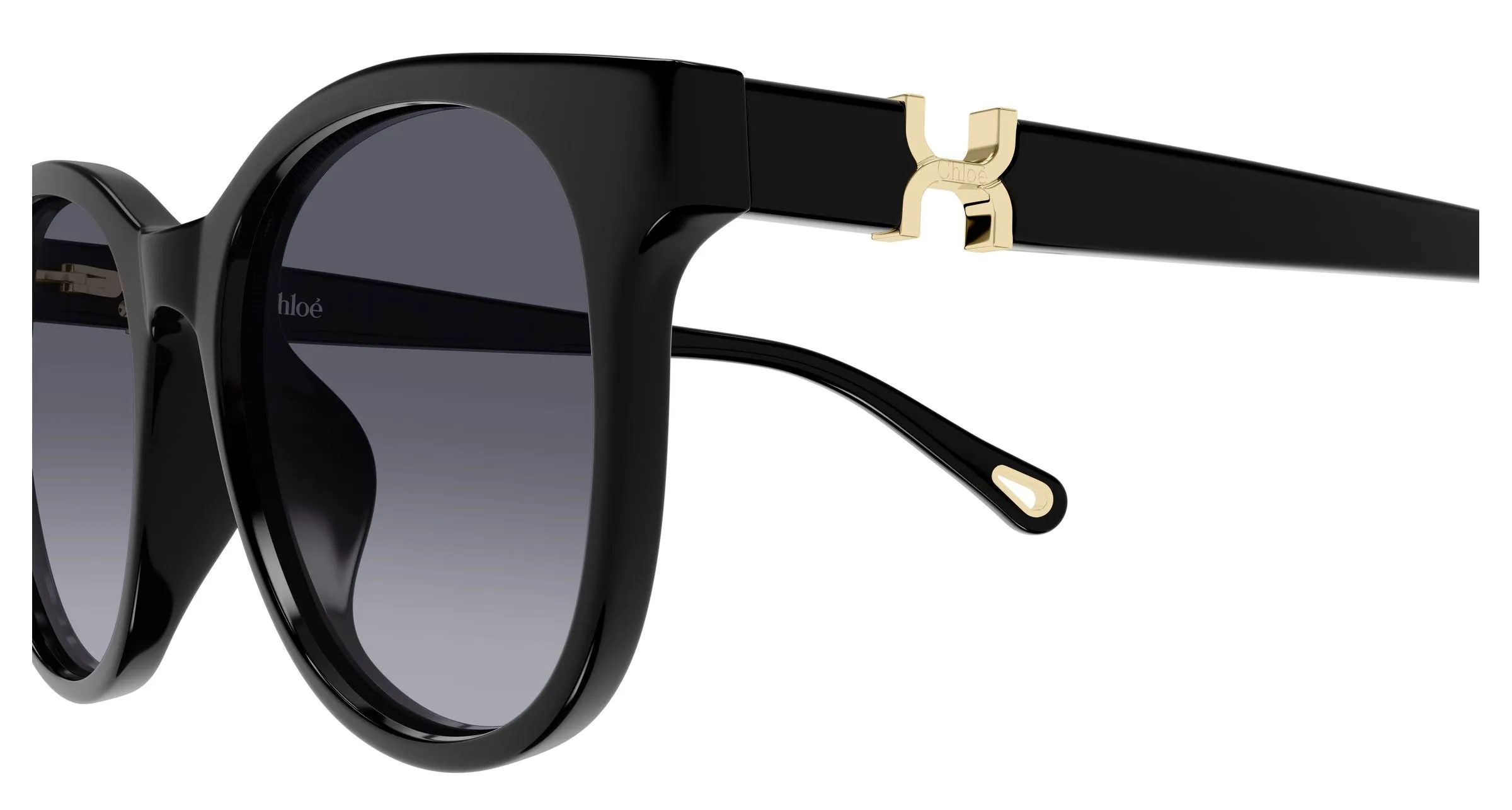 Chloé CH0375SK 001 Occhiali da sole Acetato Nero Viola Rotonda Sfumato - immagine 3