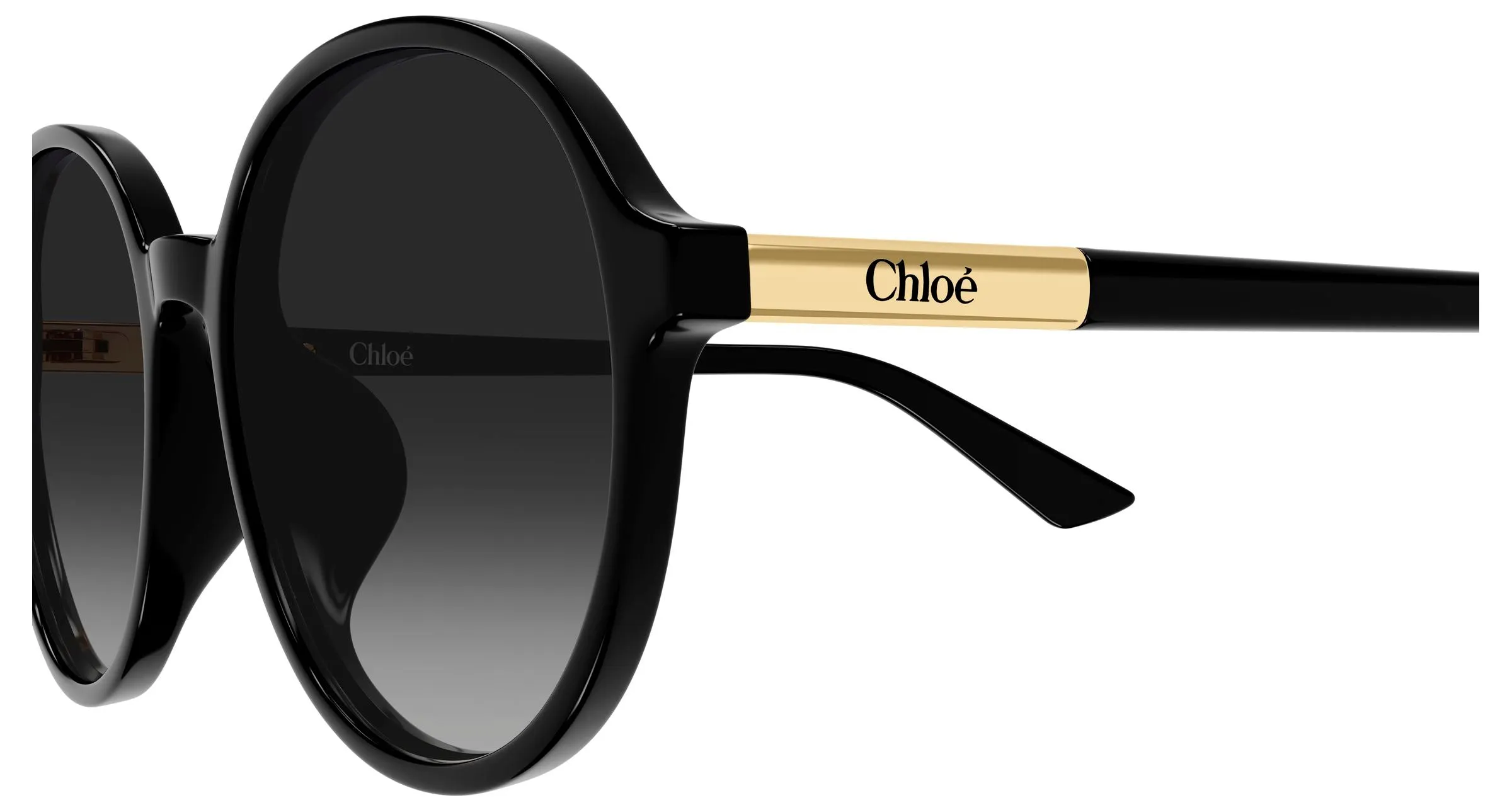 Chloé CH0365SK 001 Occhiali da sole Acetato Nero Grigio Rotonda Sfumato - immagine 3