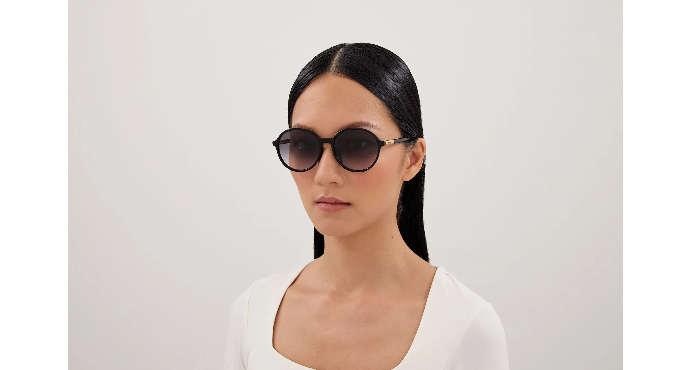 Chloé CH0365SK 001 Occhiali da sole Acetato Nero Grigio Rotonda Sfumato - immagine 4