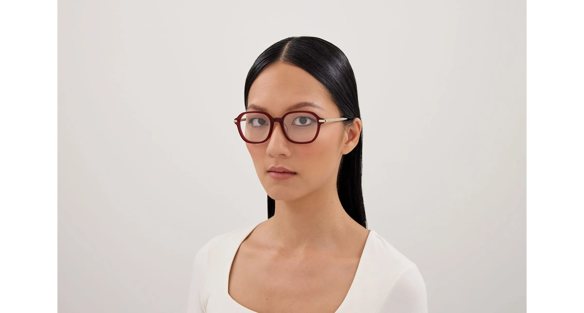 Chloé CH0361OA 004 Montature da vista Acetato Bordeaux Trasparente Squadrata - immagine 4