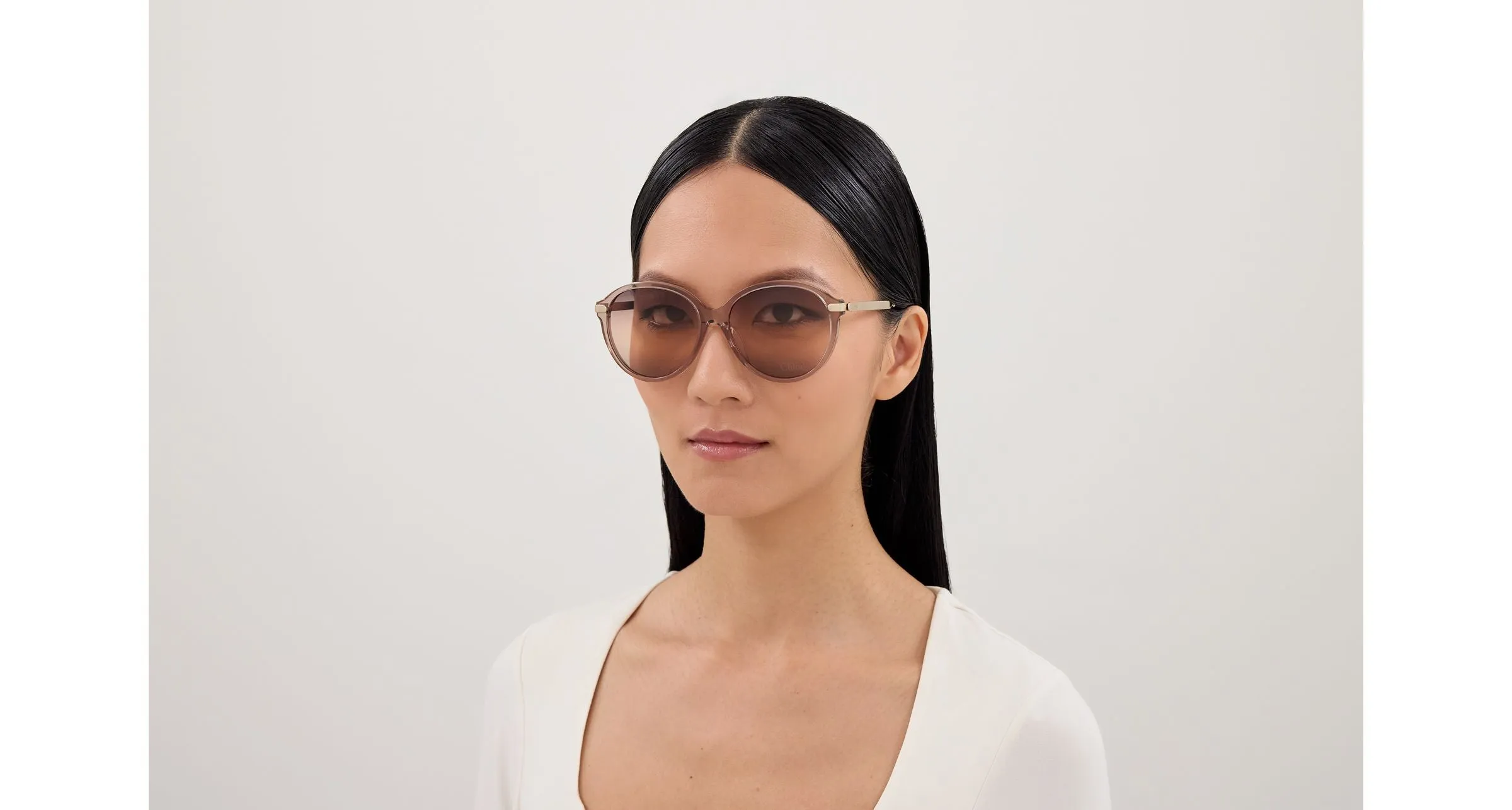 Chloé CH0358SK 005 Occhiali da sole Acetato Marrone Bronzo Rotonda Sfumato - immagine 4