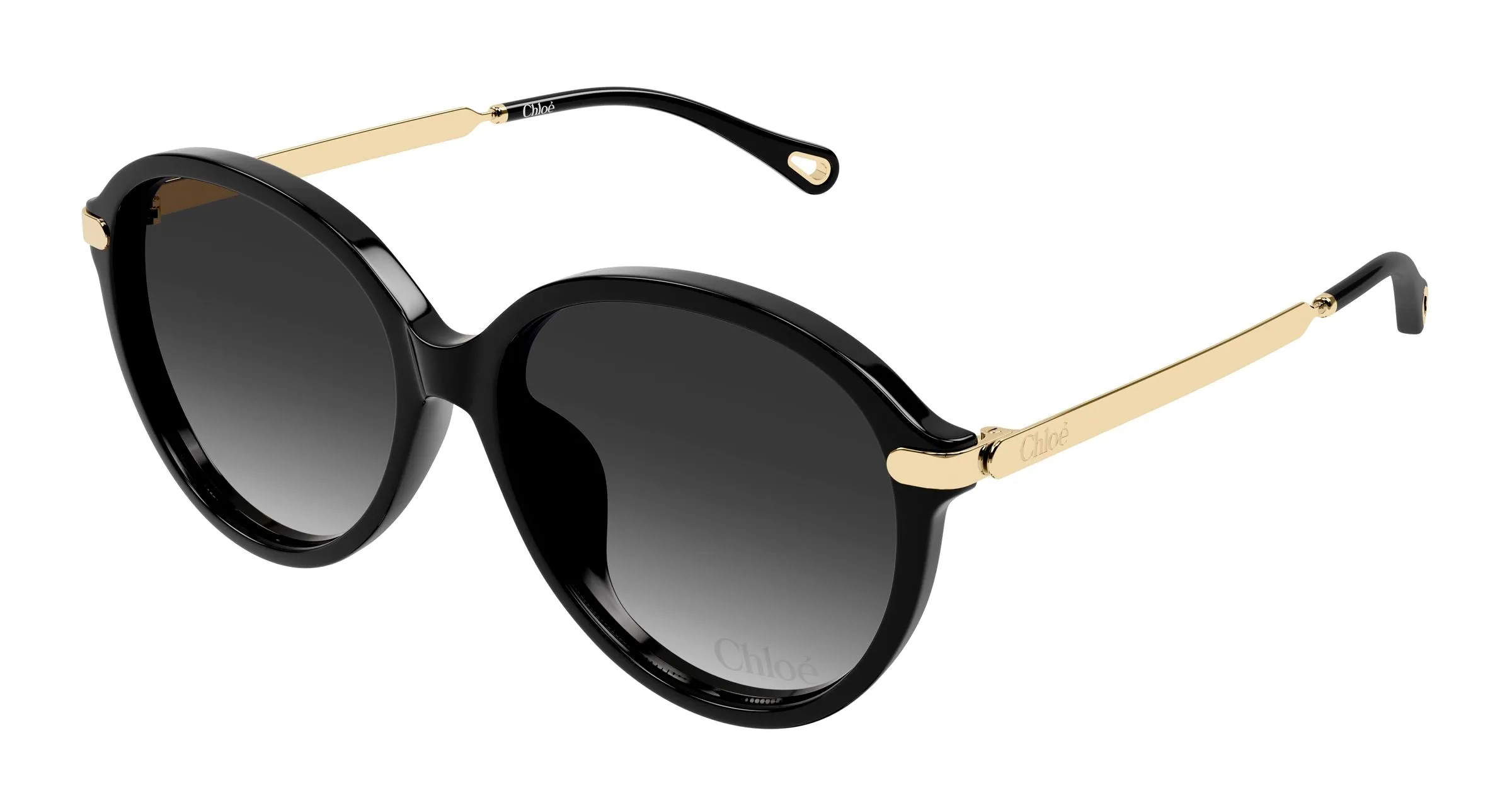 Chloé CH0358SK 001 Occhiali da sole Acetato Nero Grigio Rotonda Sfumato - immagine 1